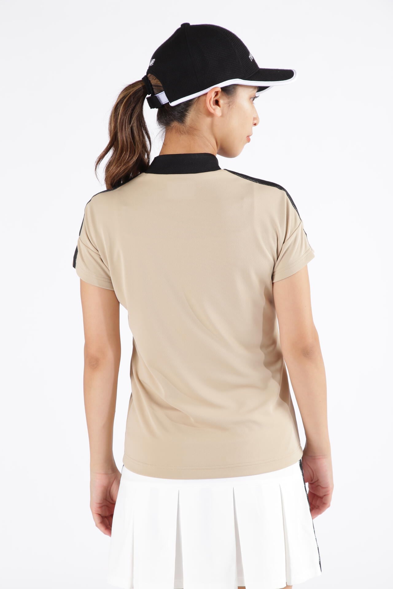ダブルフェイス裏ハニカム 半袖 モックネック プルオーバー (WOMENS SPORT)