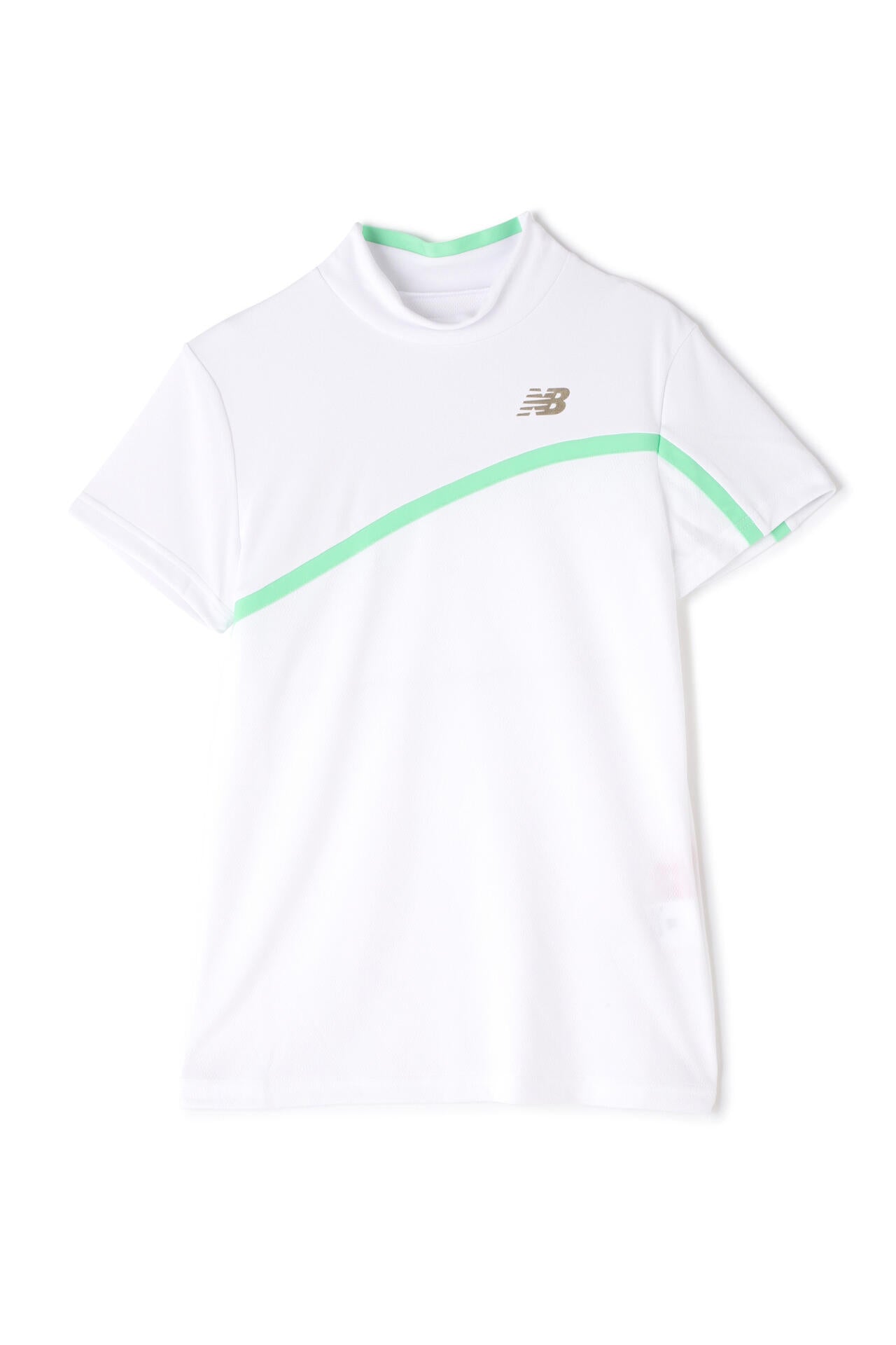 Nオプティカルチェック柄 半袖 モックネック プルオーバー (WOMENS