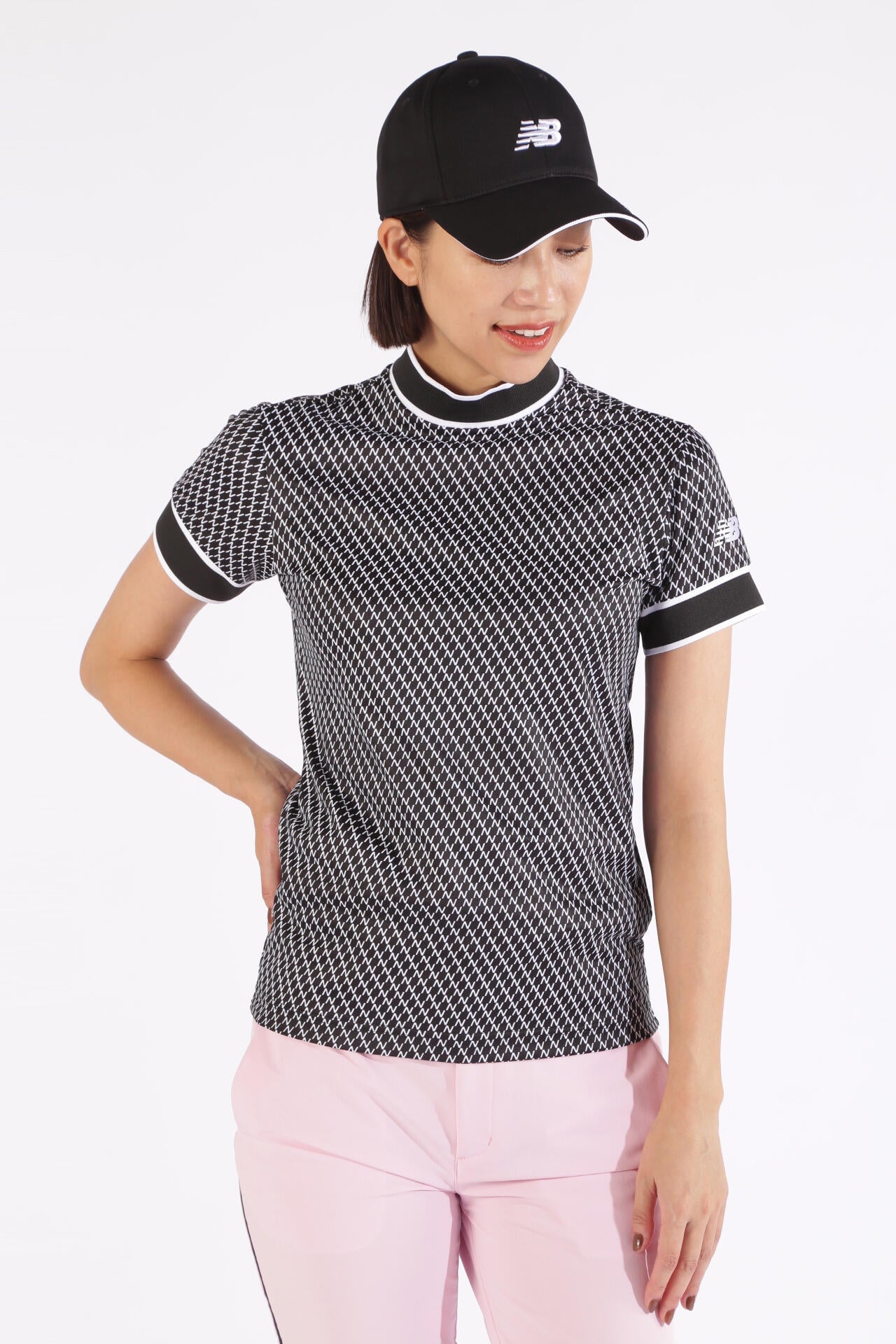 チェック柄 半袖 モックネック プルオーバー (WOMENS WORLD) | new