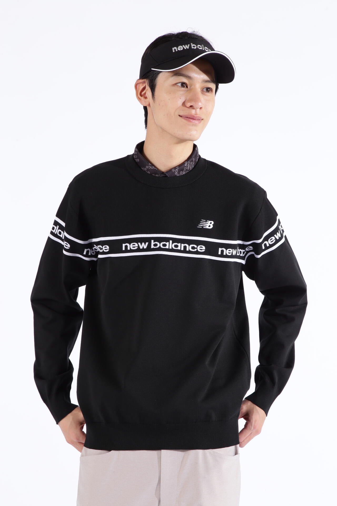 ロゴ×ガーター×プレーン クルーネック ニット プルオーバー (MENS