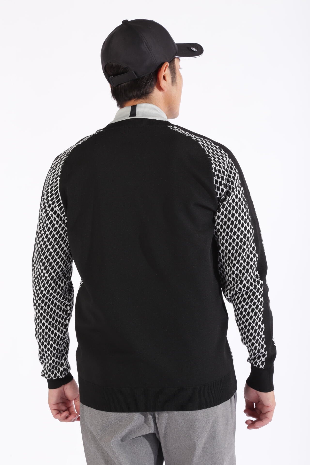 Nチェック柄 クルーネック ニット プルオーバー (MENS WORLD)