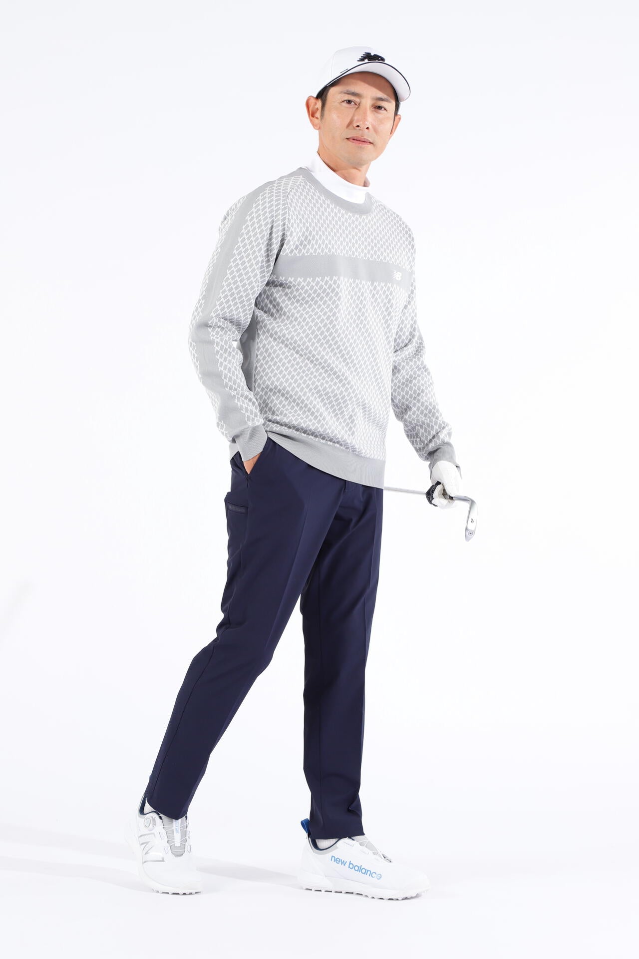 Nチェック柄 クルーネック ニット プルオーバー (MENS WORLD)