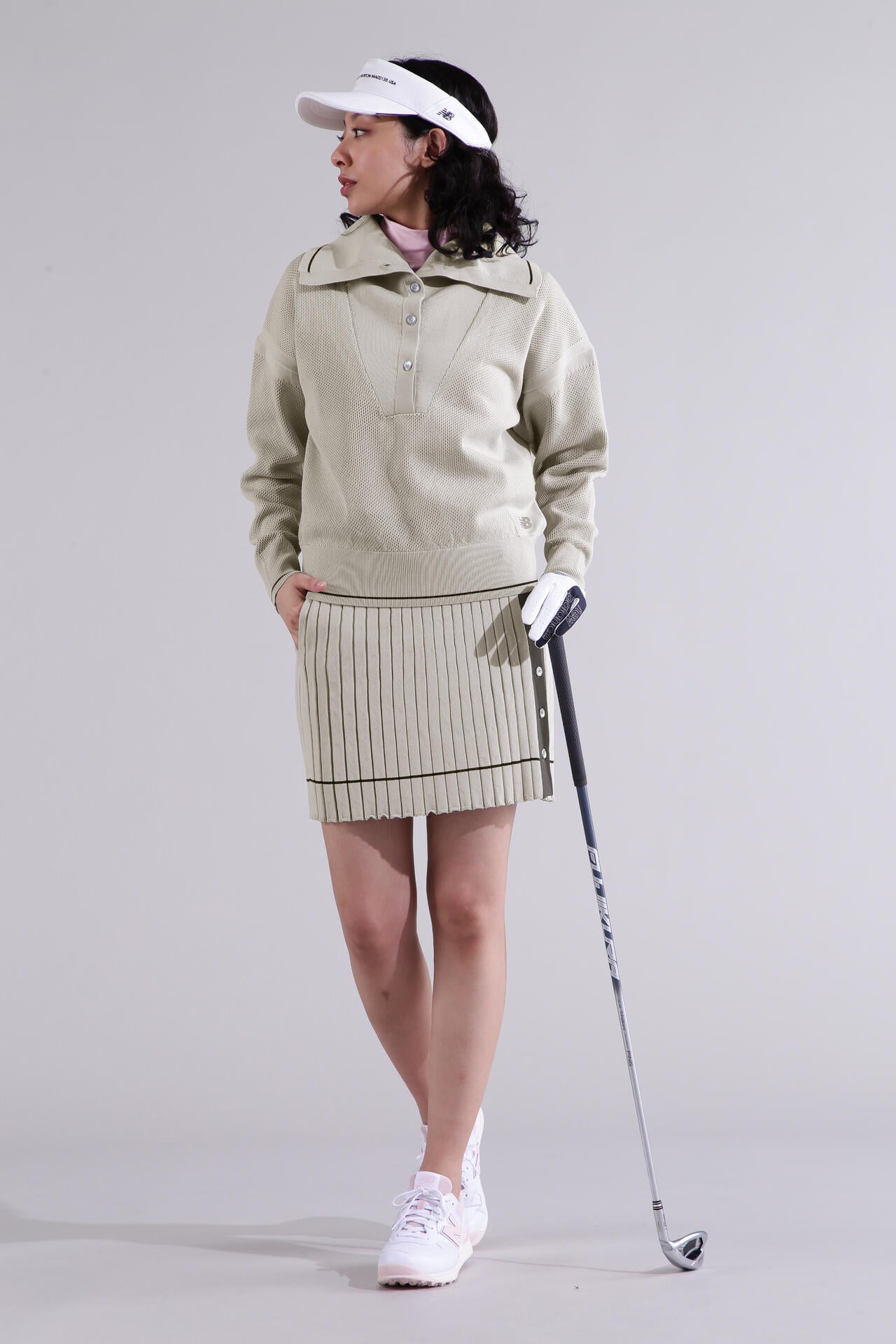 【グレー1】オープンカラー ニット プルオーバー (WOMENS) 直営店舗限定】オープンカラー ニット プルオーバー (WOMENS) | new