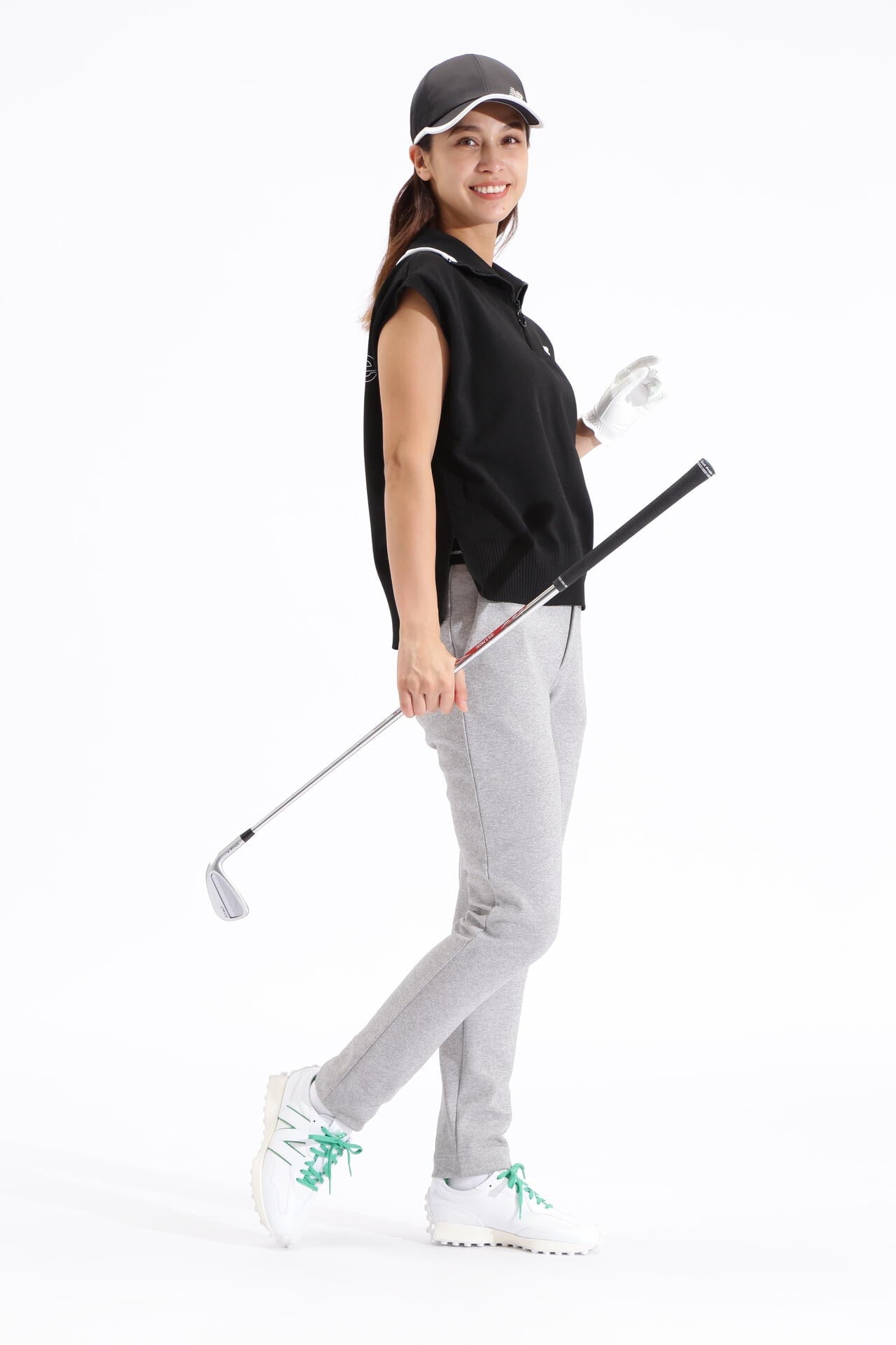 ハーフジップ スリーブレス ニット プルオーバー (WOMENS SPORT)