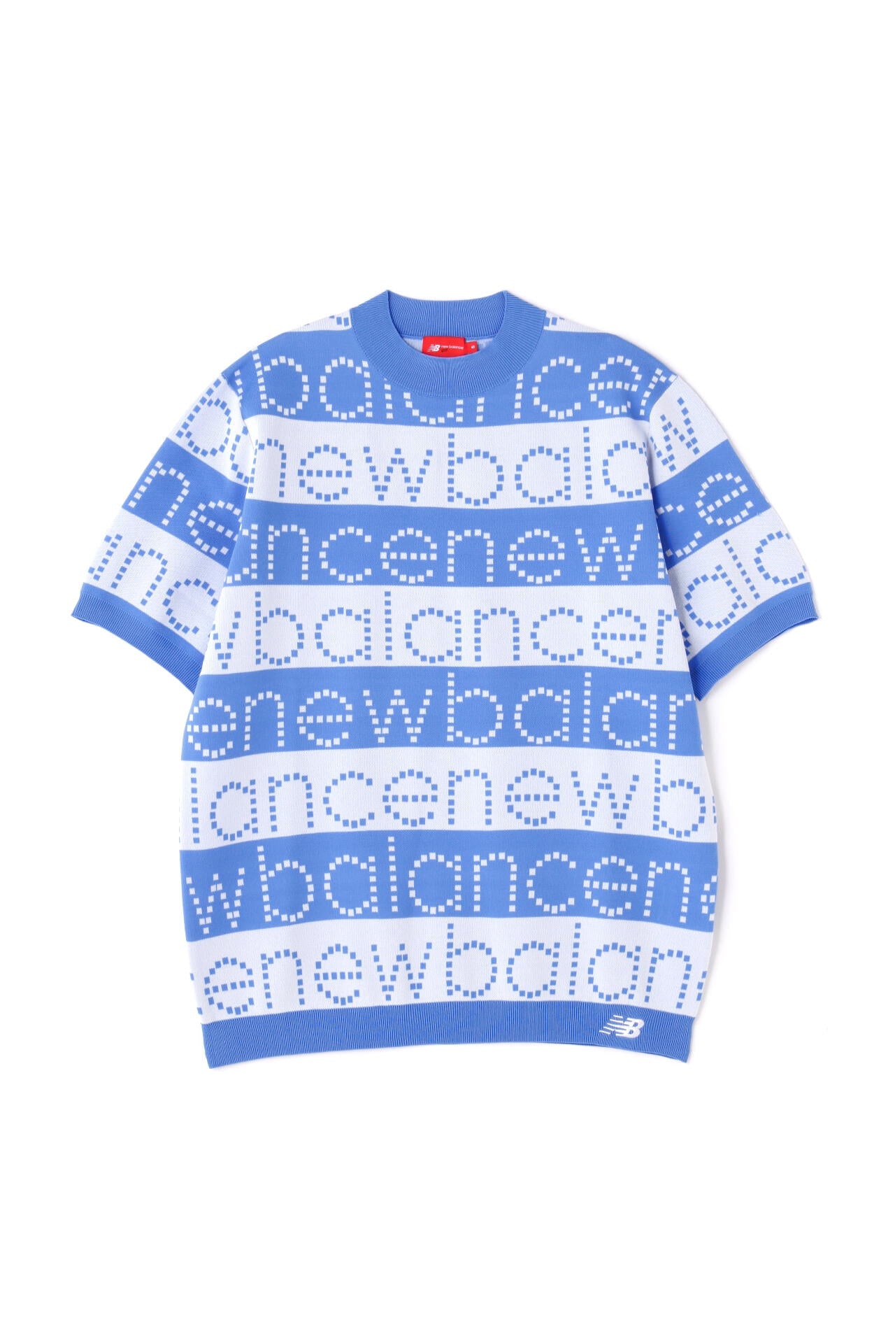 ロゴボーダー ハーフスリーブ ニット モックネック ニット プルオーバー (MENS SPORT)