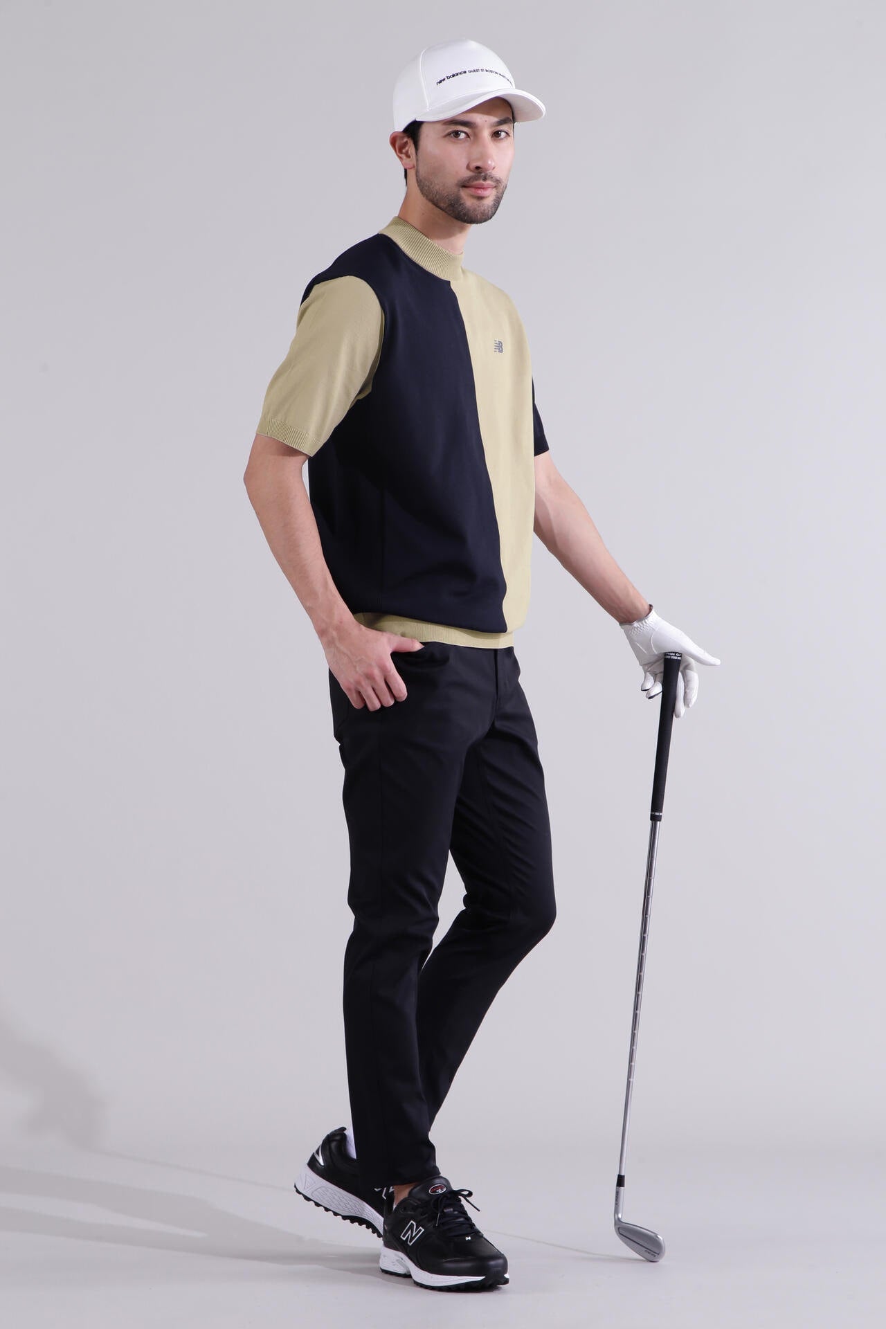 【直営店舗限定】半袖 モックネック ニット プルオーバー (MENS)