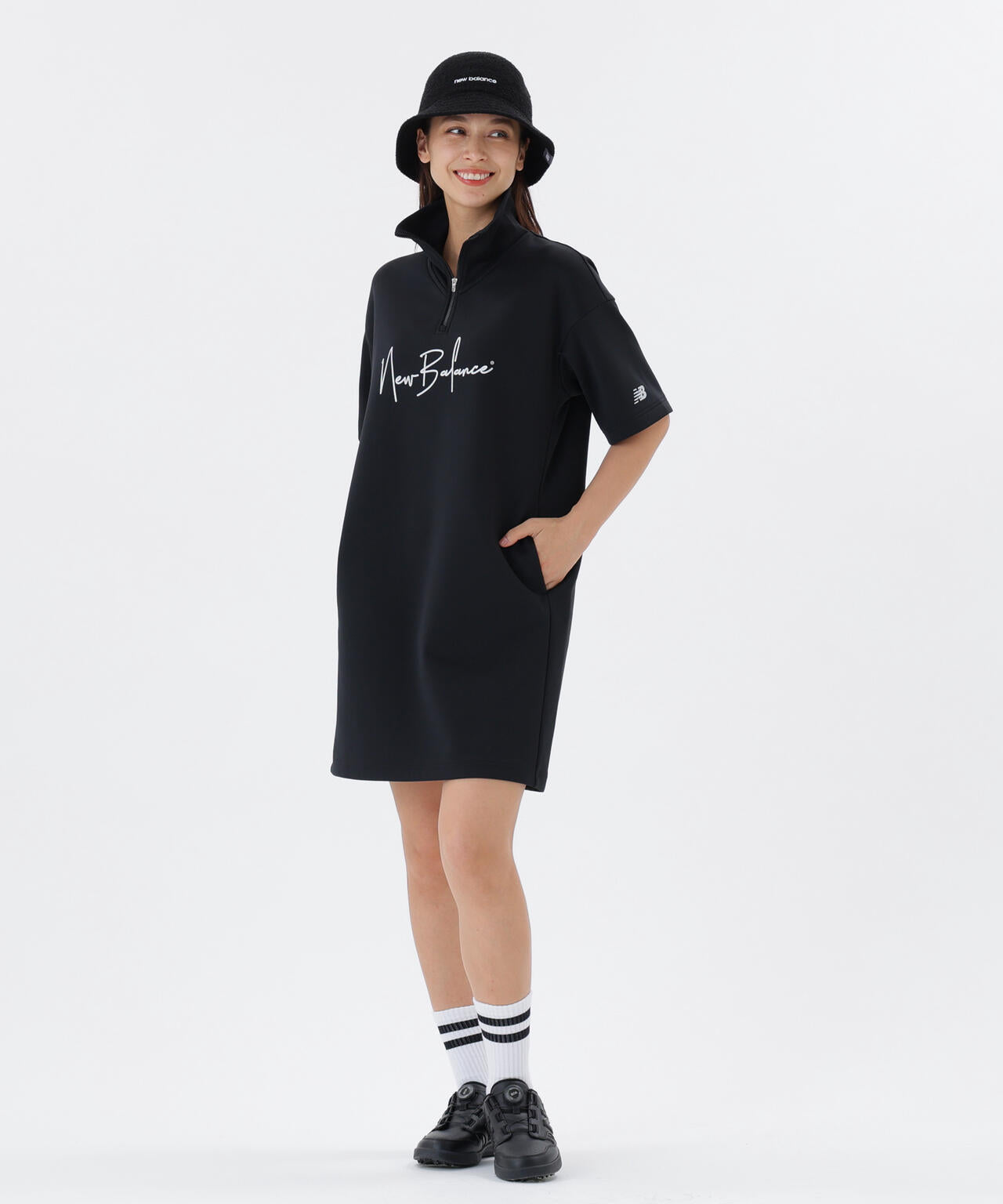 保形性 ストレッチ スウェット ハーフジップ ワンピース (WOMENS)