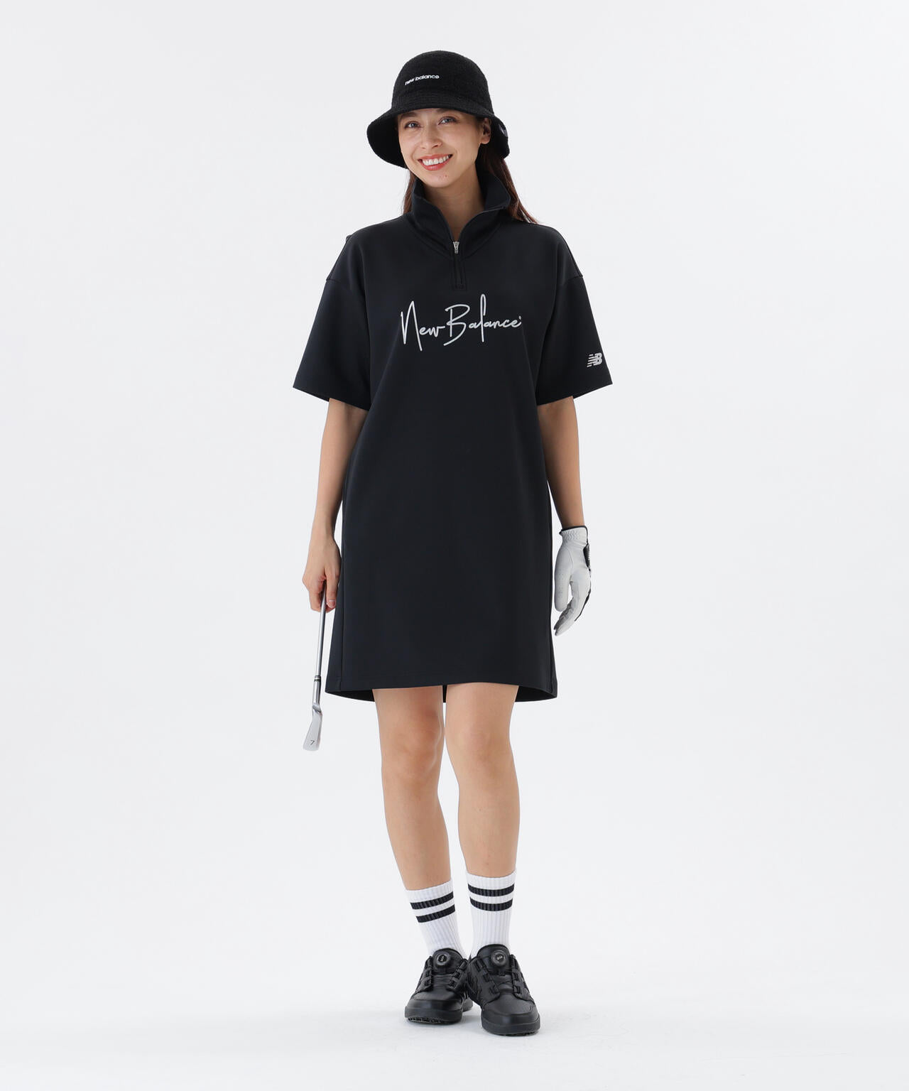 保形性 ストレッチ スウェット ハーフジップ ワンピース (WOMENS)