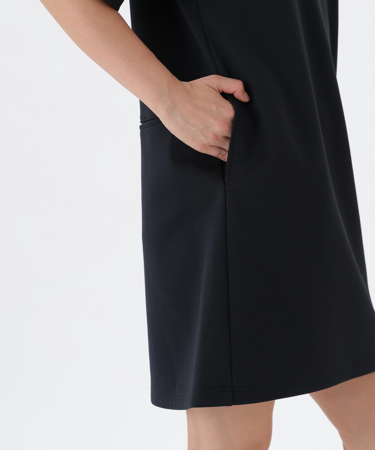 保形性 ストレッチ スウェット ハーフジップ ワンピース (WOMENS