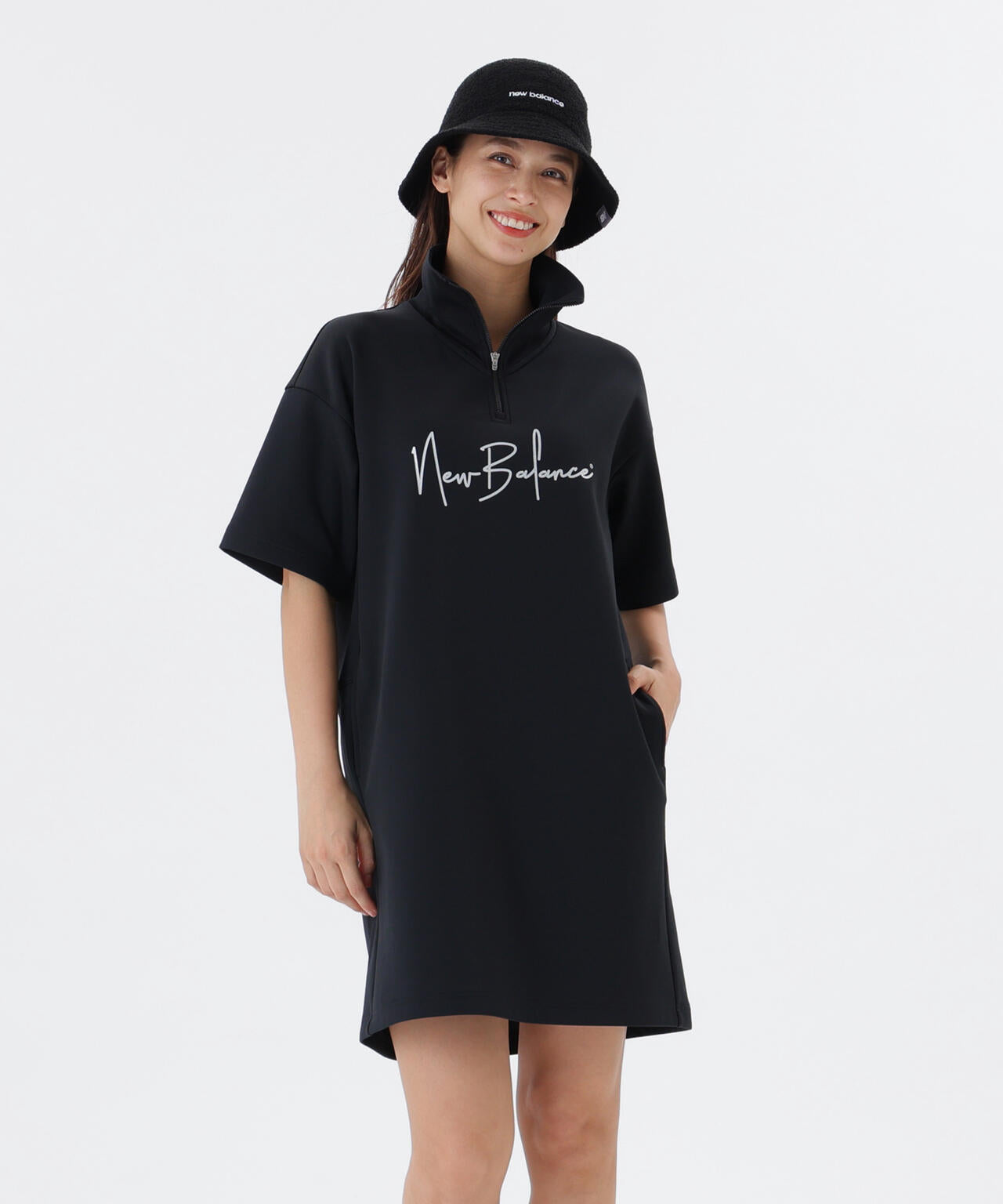 保形性 ストレッチ スウェット ハーフジップ ワンピース (WOMENS)