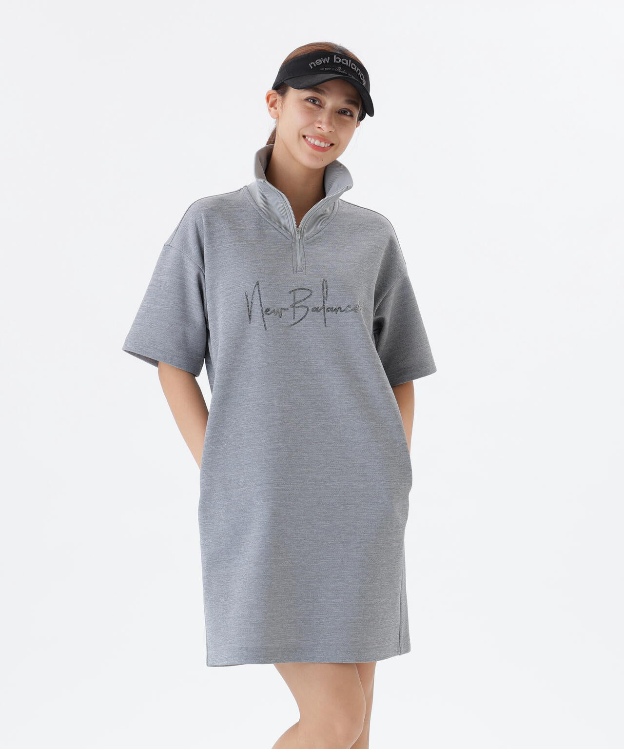 保形性 ストレッチ スウェット ハーフジップ ワンピース (WOMENS)