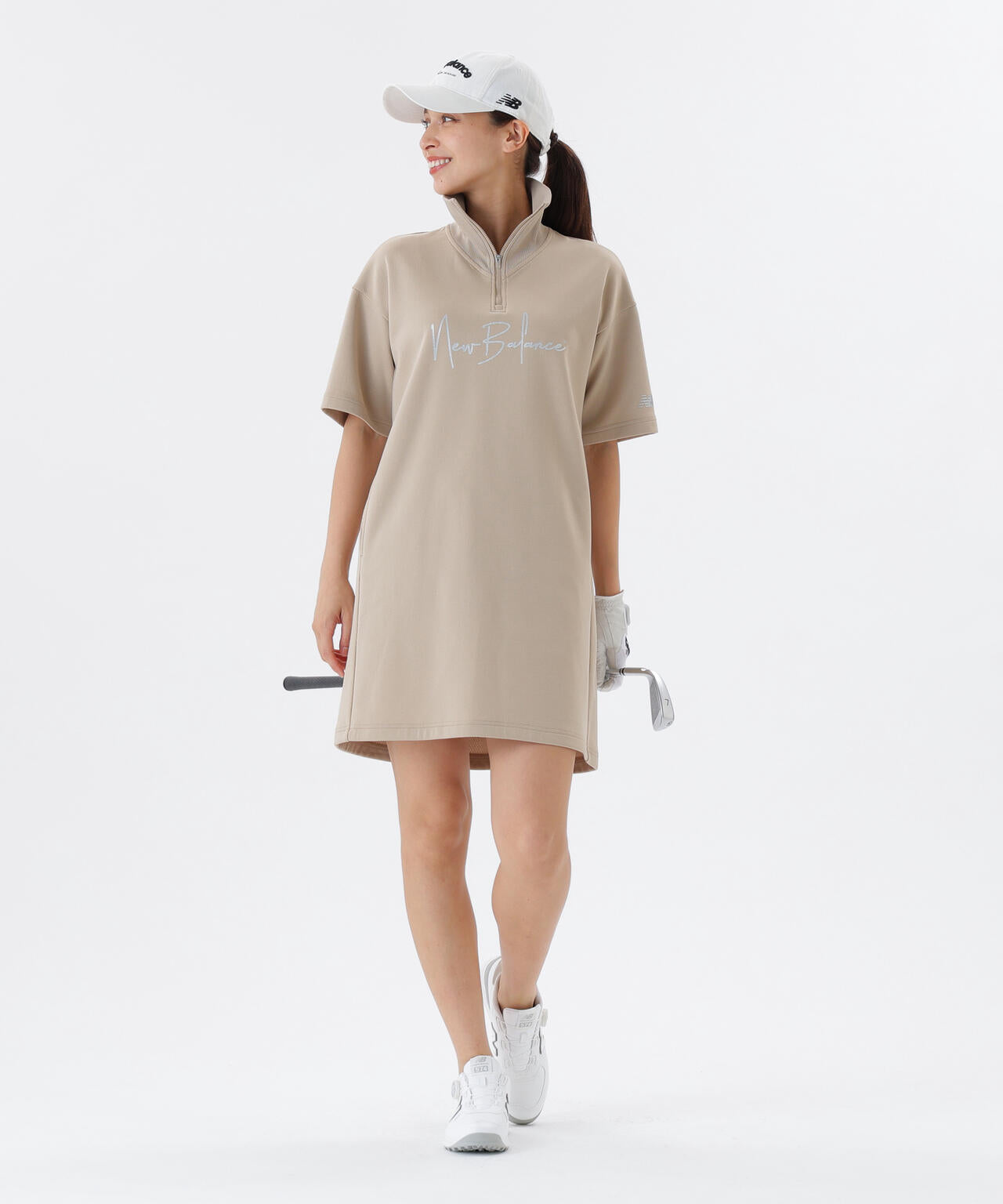 保形性 ストレッチ スウェット ハーフジップ ワンピース (WOMENS)