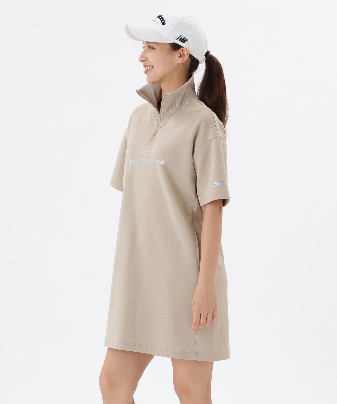 保形性 ストレッチ スウェット ハーフジップ ワンピース (WOMENS)