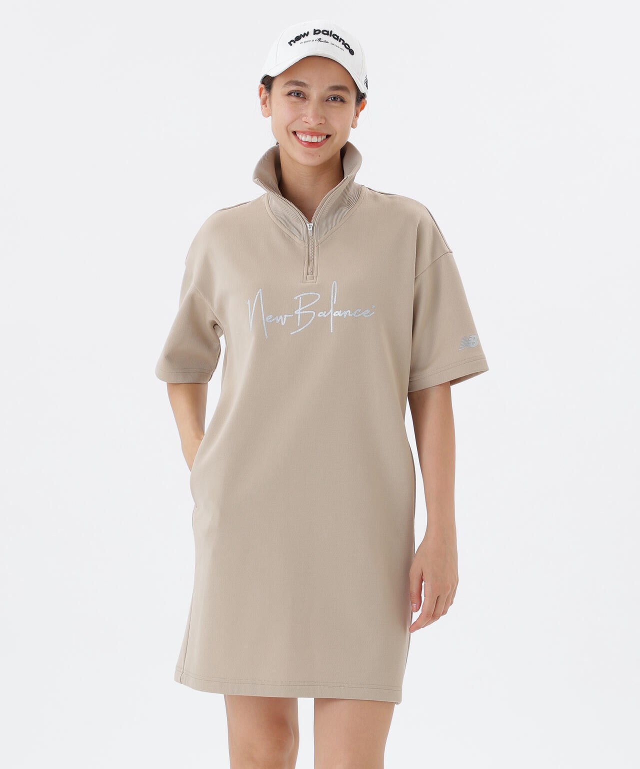 保形性 ストレッチ スウェット ハーフジップ ワンピース (WOMENS)