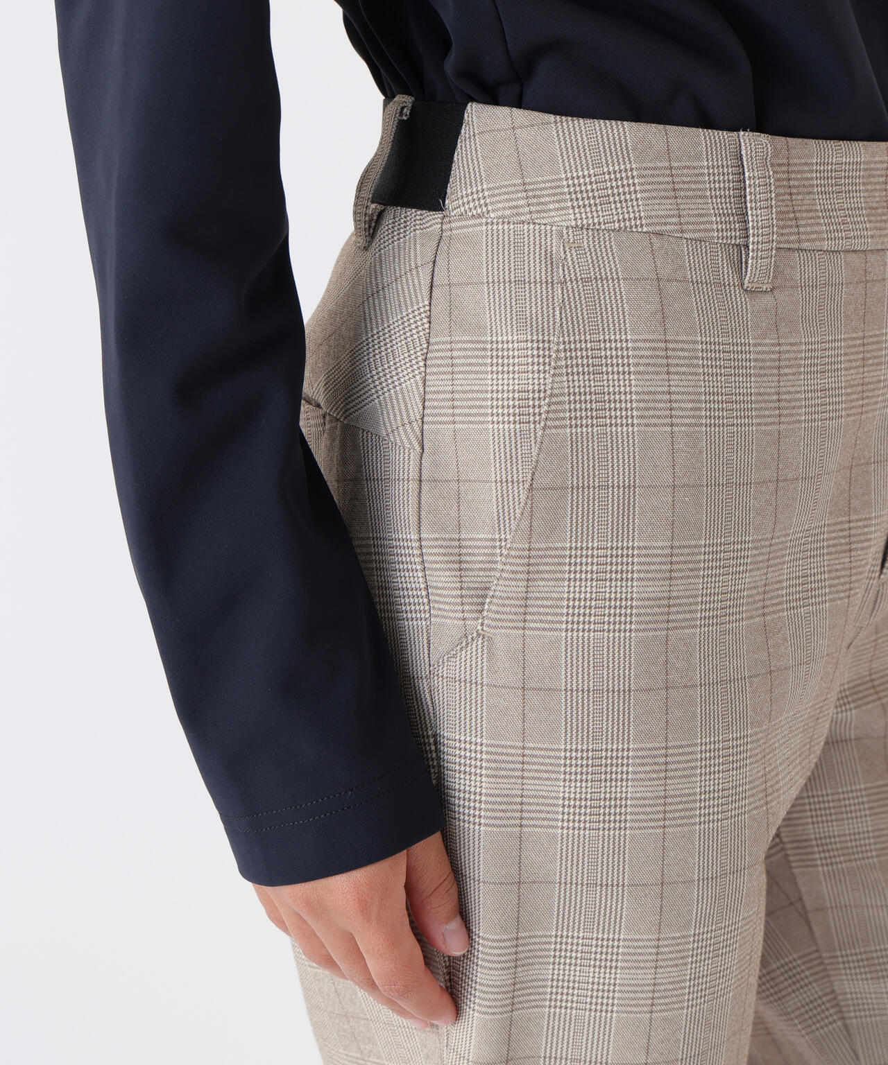 グレンチェック柄 テーパード ロングパンツ (WOMENS)