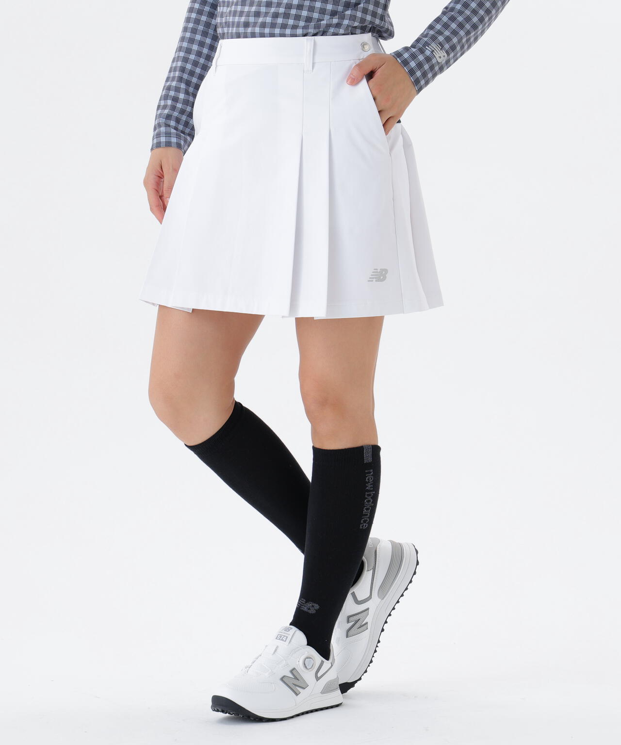 new balance ホワイト プリーツスカート 4WAYストレッチ 撥水 ソフトシェル プリーツスカート (WOMENS) | new