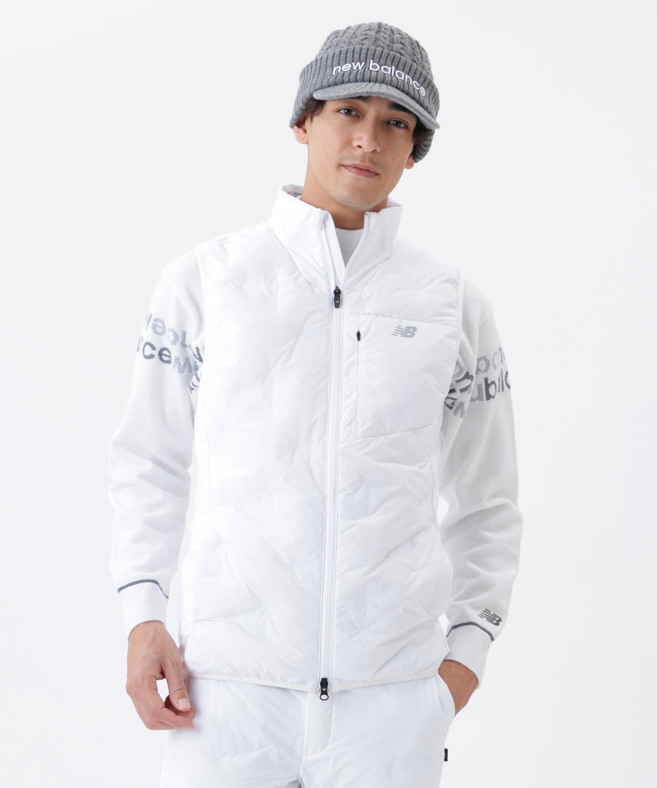 撥水 ストレッチ ライトダウン フルジップ ベスト (MENS)