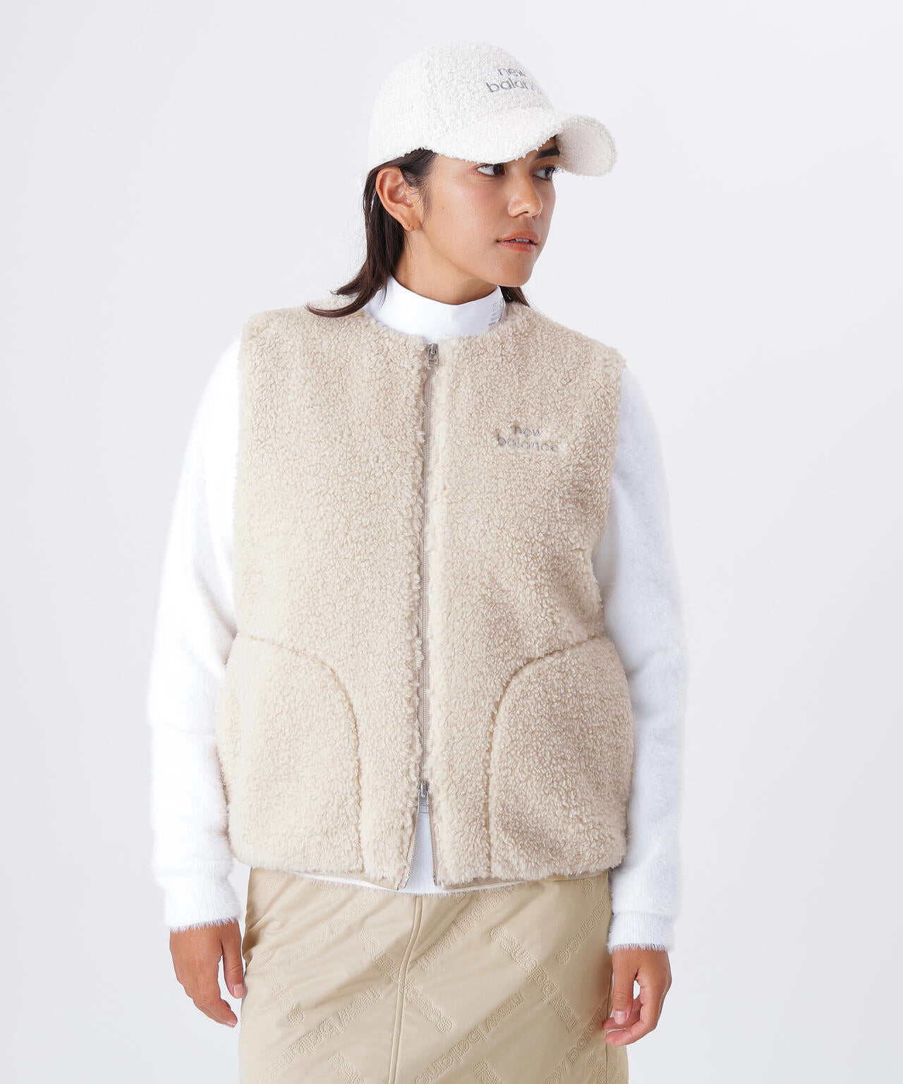 ニューバランス　ゴルフ　ホワイト　ボア　ベスト フルジップ ボア ベスト (WOMENS) | new balance golf（ニューバランス