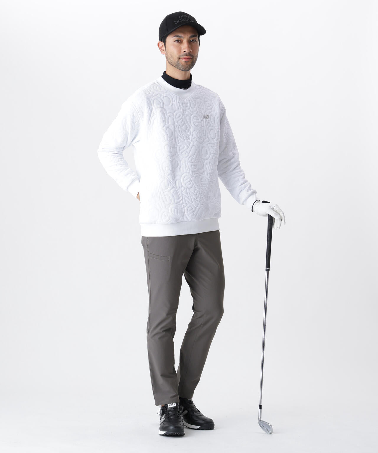 フローティングロゴキルト テクスチャー クルーネック プルオーバー (MENS)