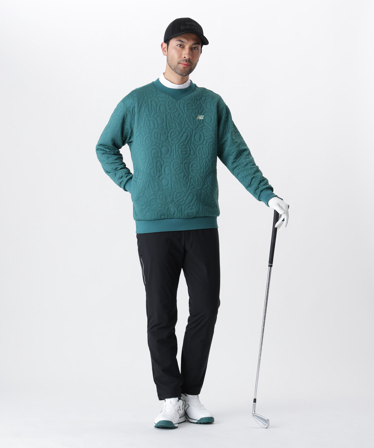 フローティングロゴキルト テクスチャー クルーネック プルオーバー