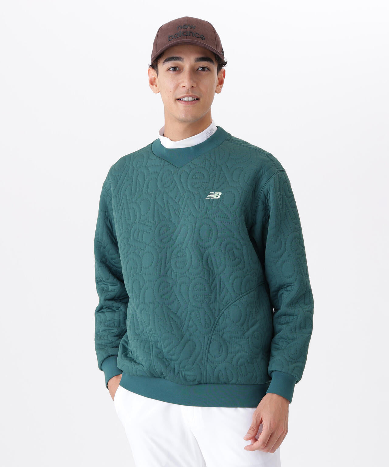 フローティングロゴキルト テクスチャー クルーネック プルオーバー (MENS)