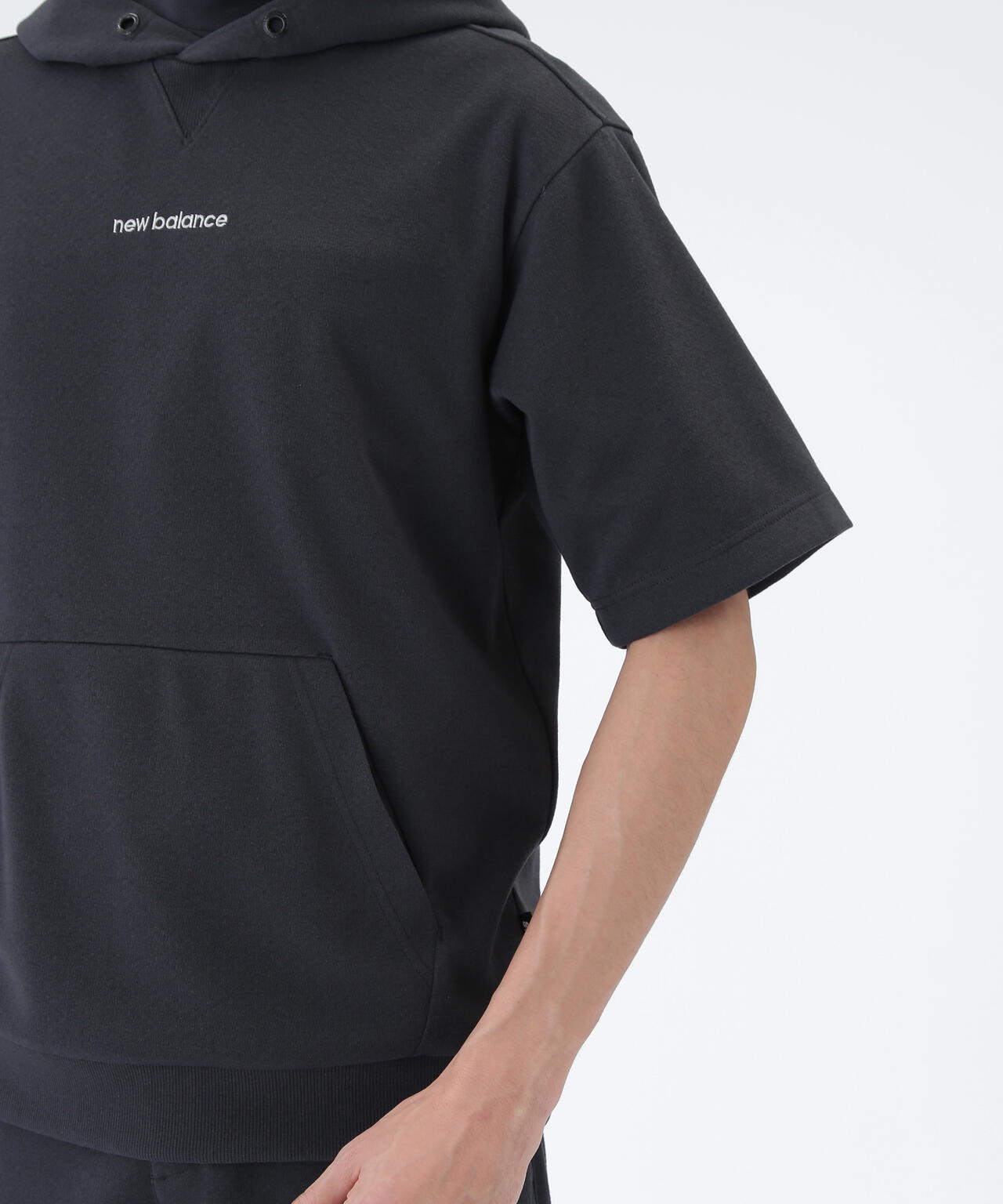 吸汗速乾性 抗ピル ストレッチ UV ハーフスリーブ スウェット プルオーバー フーディー (MENS)