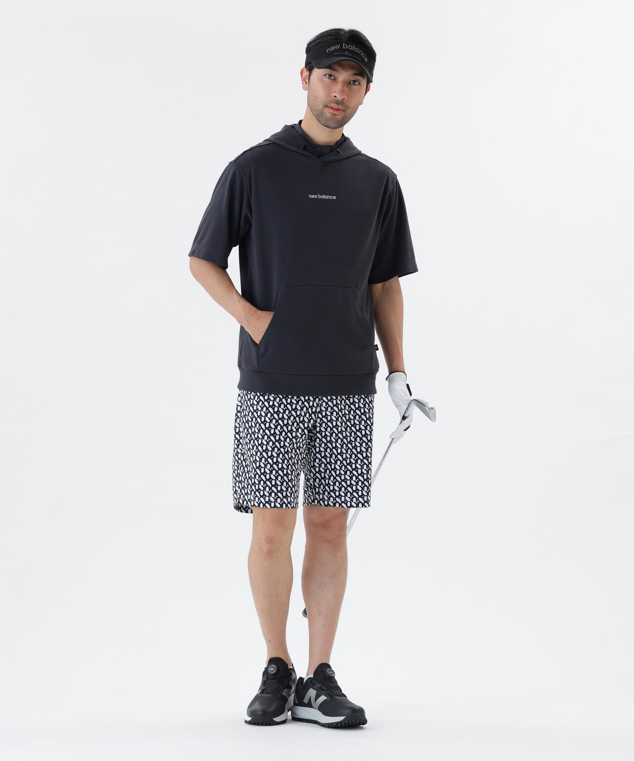 吸汗速乾性 抗ピル ストレッチ UV ハーフスリーブ スウェット プルオーバー フーディー (MENS)