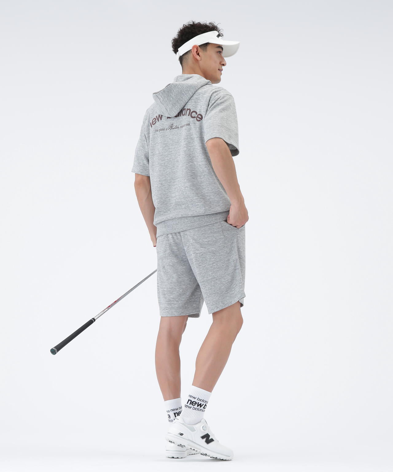 吸汗速乾性 抗ピル ストレッチ UV ハーフスリーブ スウェット プルオーバー フーディー (MENS)