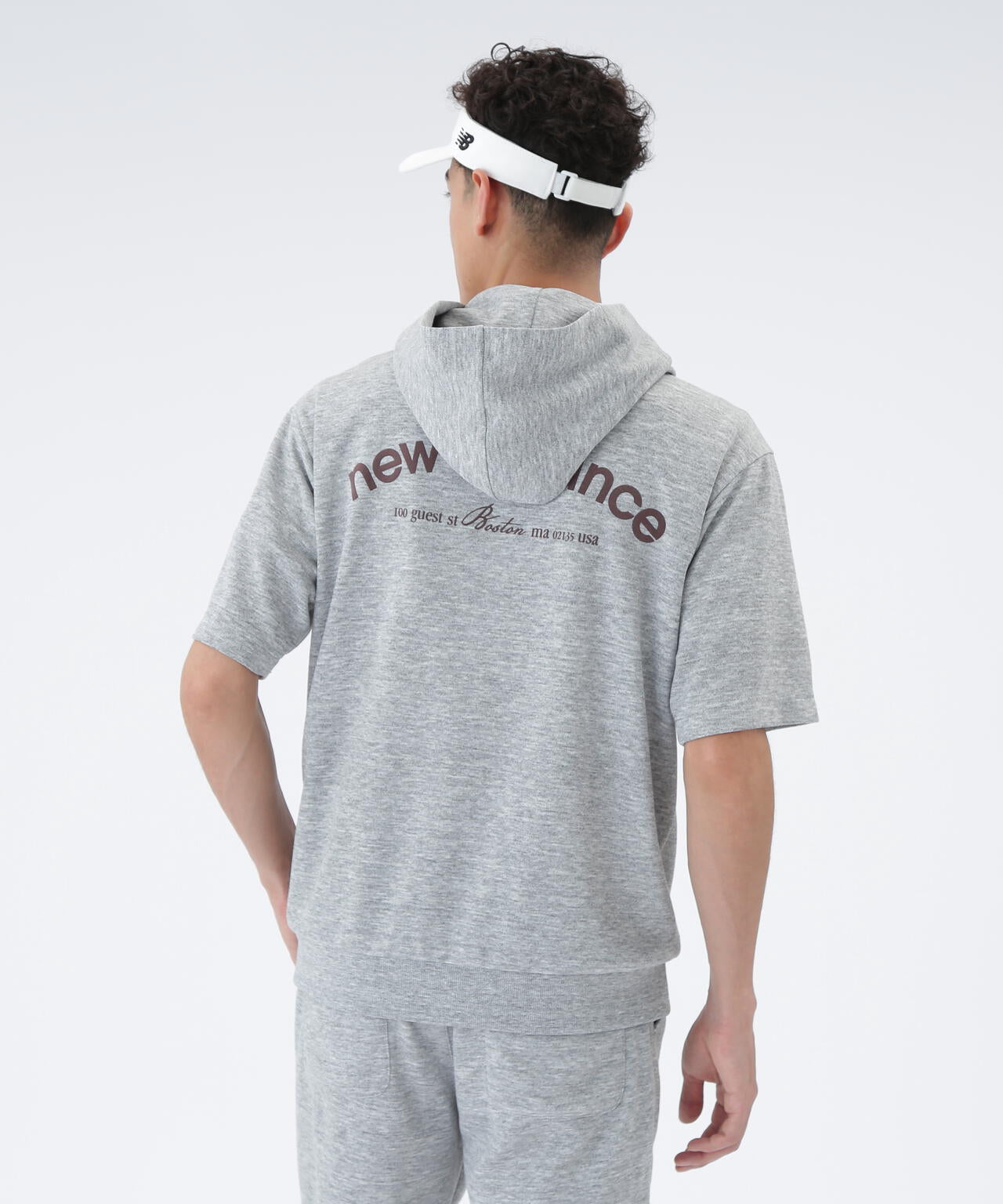 吸汗速乾性 抗ピル ストレッチ UV ハーフスリーブ スウェット プルオーバー フーディー (MENS)