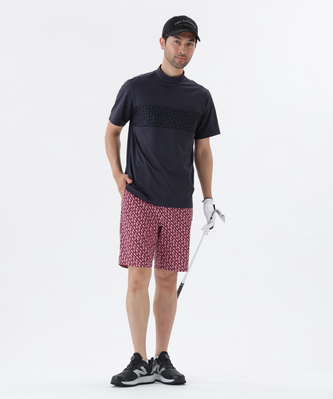 ロゴジオメトリック柄 半袖 モックネック プルオーバー (MENS)