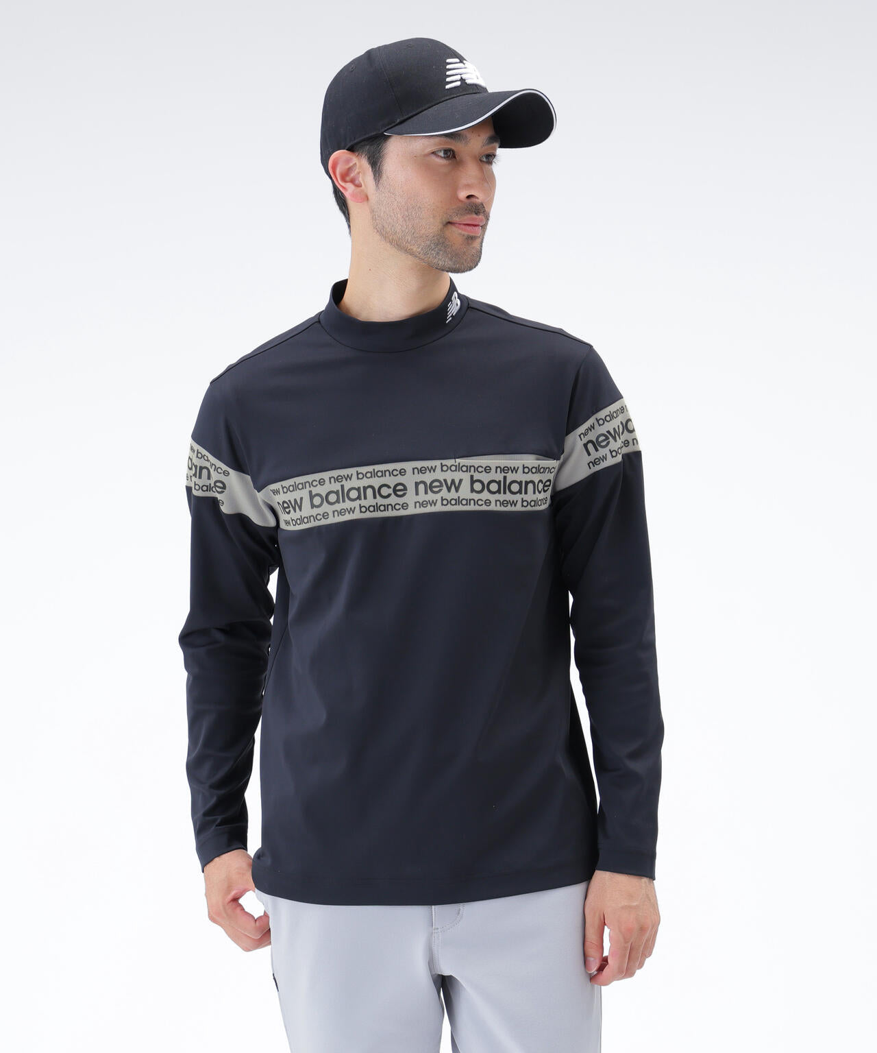 保形性 ストレッチ 長袖 モックネック プルオーバー (MENS)