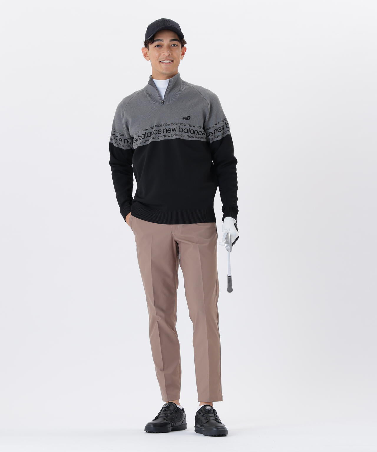 ロゴラッピングペーパー柄 長袖 モックネック プルオーバー (MENS