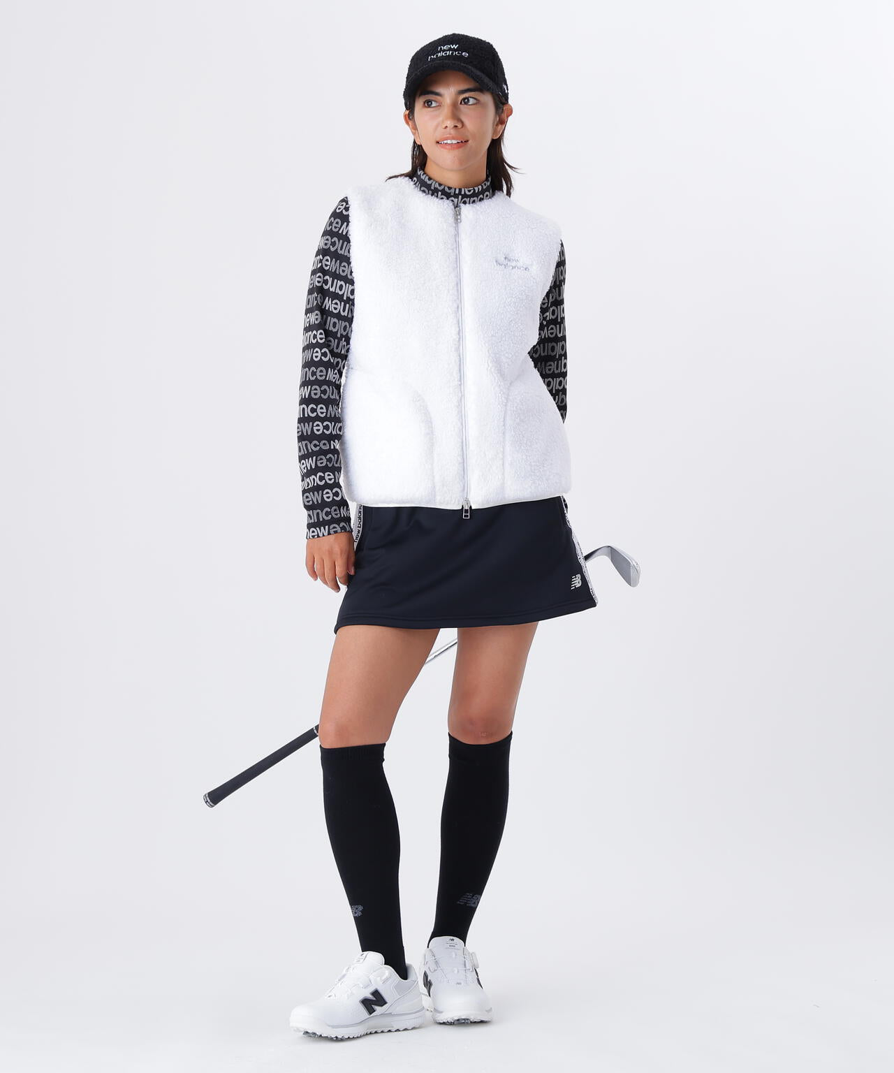 アップサイドダウンロゴボーダー 長袖 モックネック プルオーバー (WOMENS)