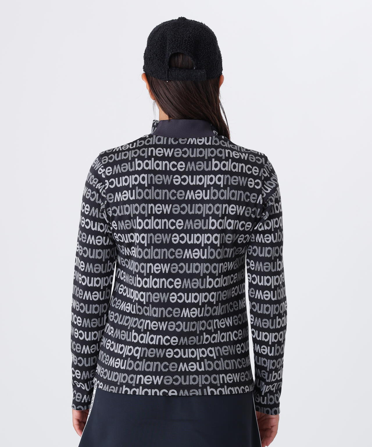 アップサイドダウンロゴボーダー 長袖 モックネック プルオーバー (WOMENS)