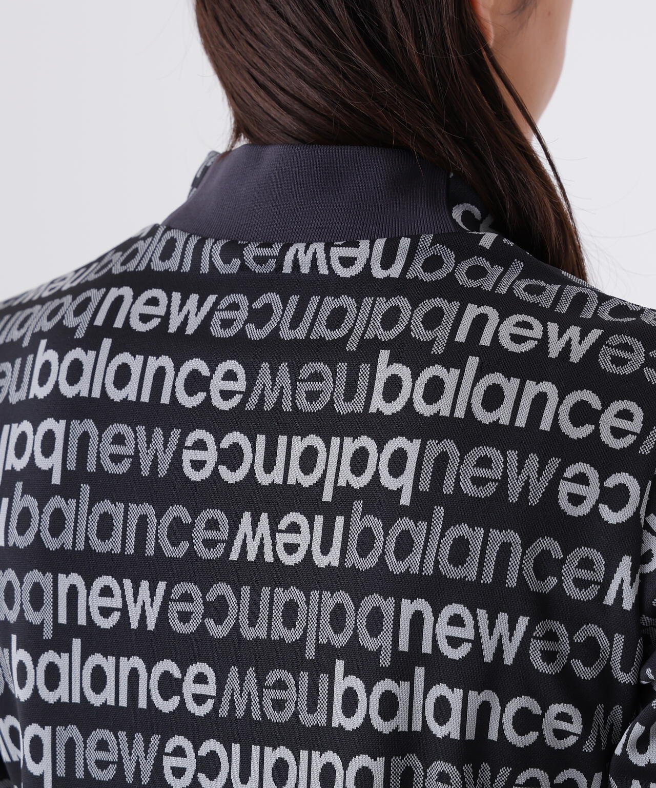 アップサイドダウンロゴボーダー 長袖 モックネック プルオーバー (WOMENS)