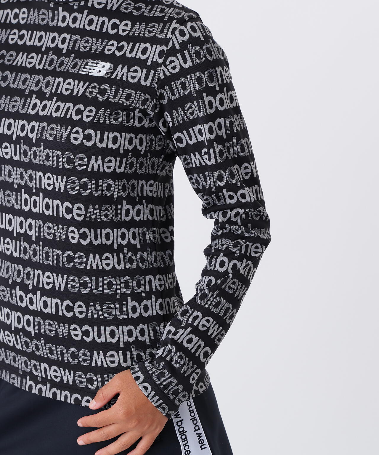 アップサイドダウンロゴボーダー 長袖 モックネック プルオーバー (WOMENS)