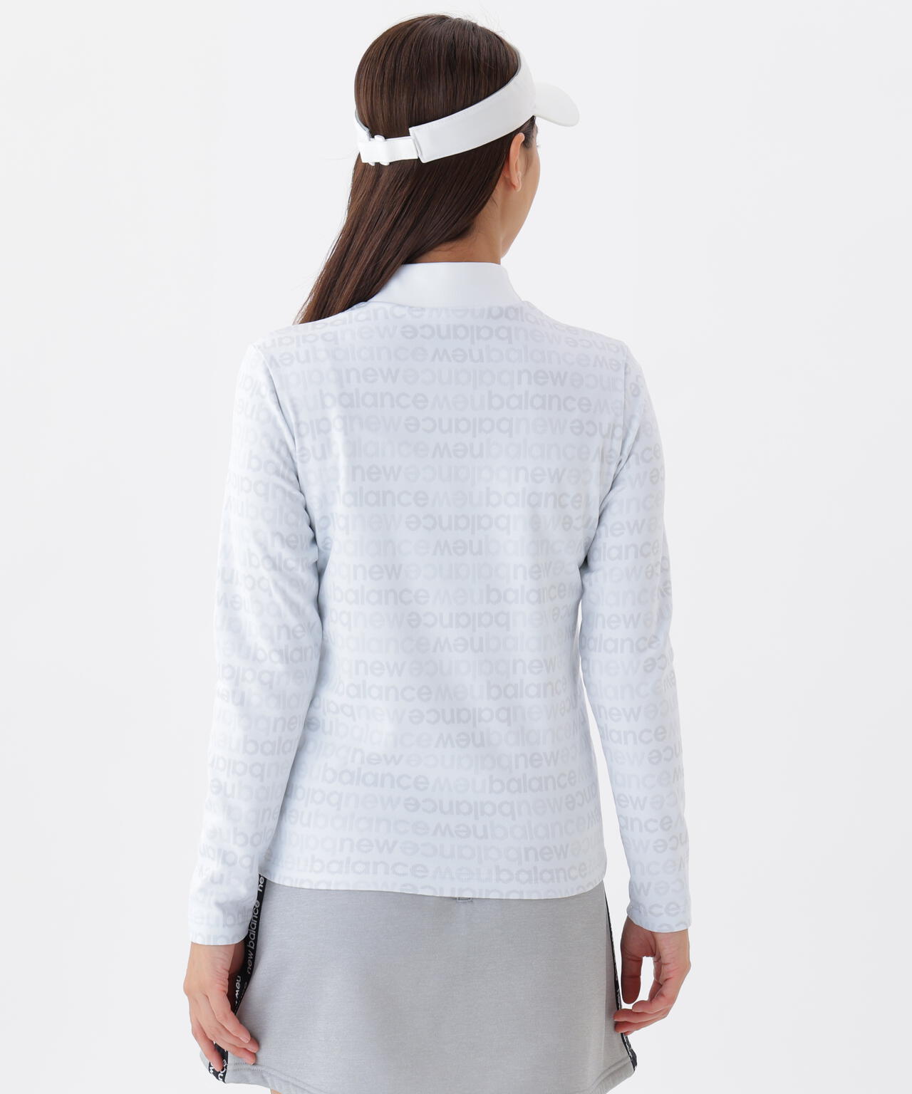 アップサイドダウンロゴボーダー 長袖 モックネック プルオーバー (WOMENS)