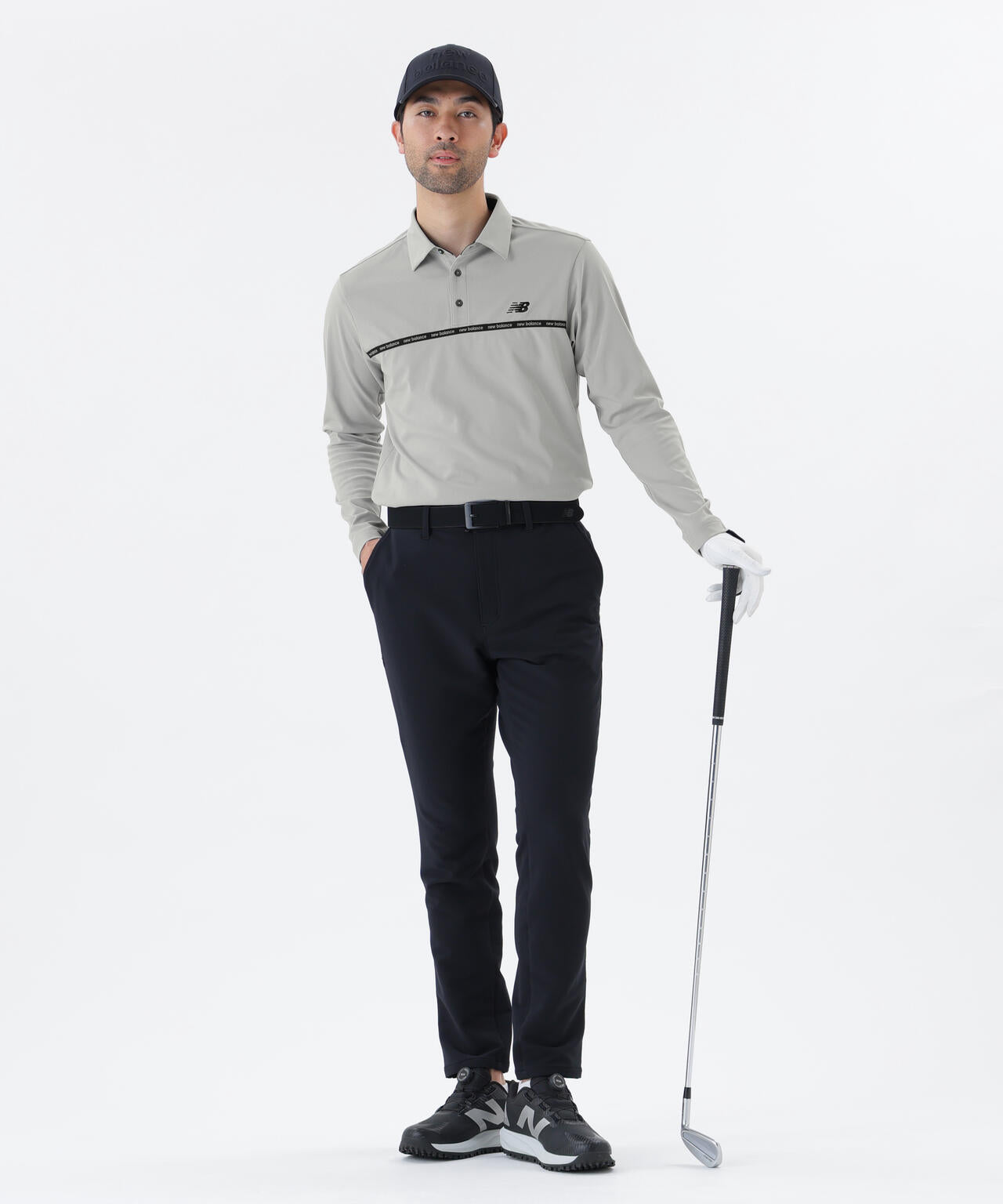 New Balance Golf メンズ 長袖ゴルフポロ (ヘキサゴンプリント） 保形性 ストレッチ 長袖 カラーシャツ (MENS) | new balance