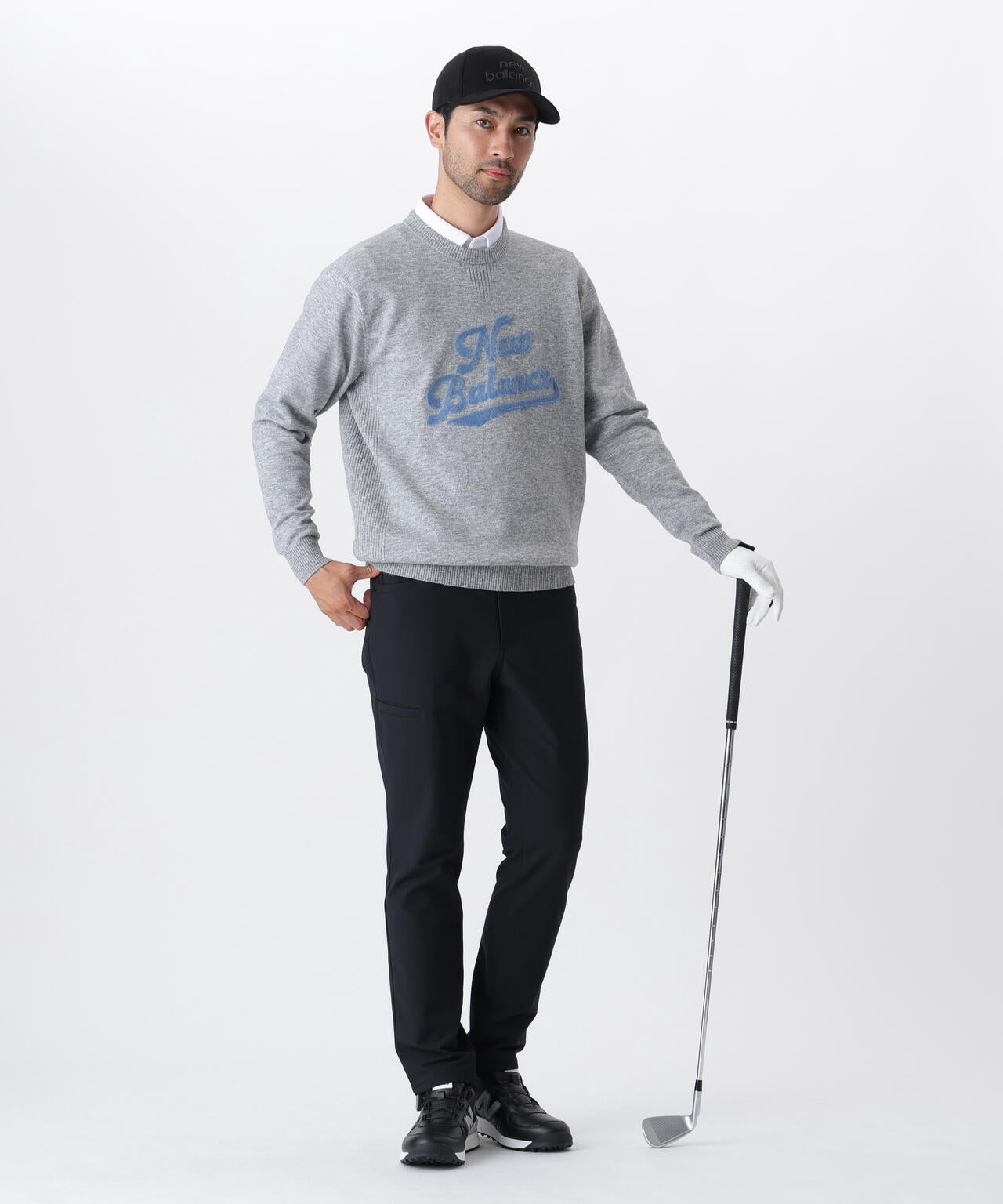 アップサイドダウンロゴボーダー柄 裏起毛 長袖 カラーシャツ