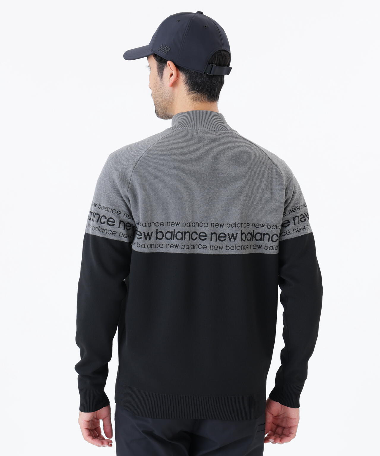 ロゴライン 軽量 ハーフジップ スタンド ニット プルオーバー (MENS)