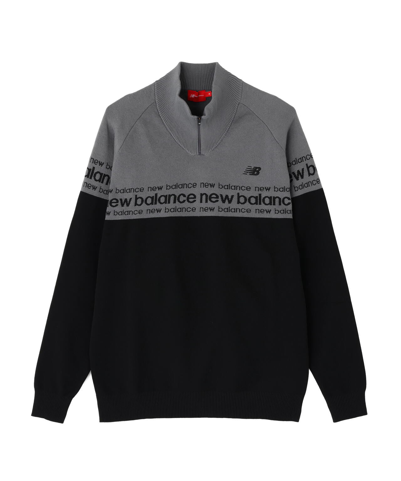 極美品newbalanceGOLF ニューバランスゴルフ ハーフジップ フリース ロゴライン 軽量 ハーフジップ スタンド ニット プルオーバー