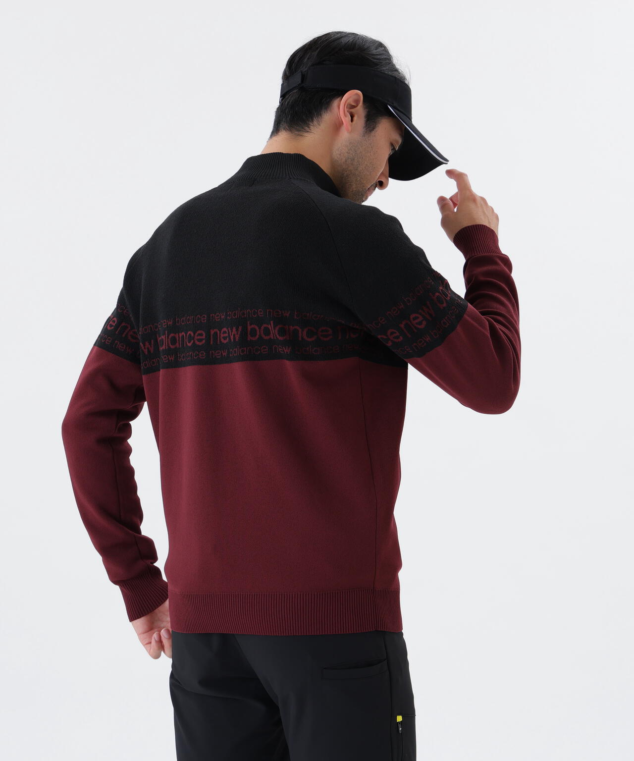 ロゴライン 軽量 ハーフジップ スタンド ニット プルオーバー (MENS)