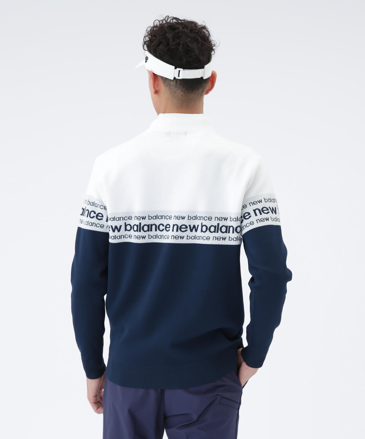 ロゴライン 軽量 ハーフジップ スタンド ニット プルオーバー (MENS)