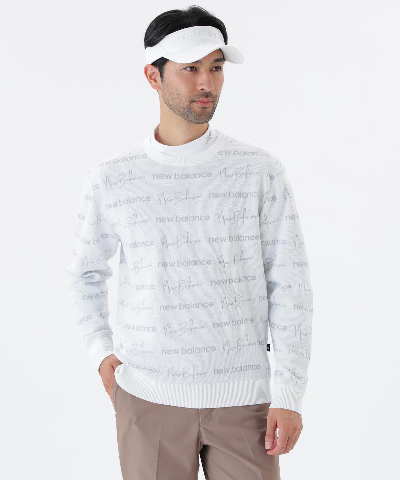 ロゴラッピングペーパー柄 クルーネック ニット プルオーバー (MENS)