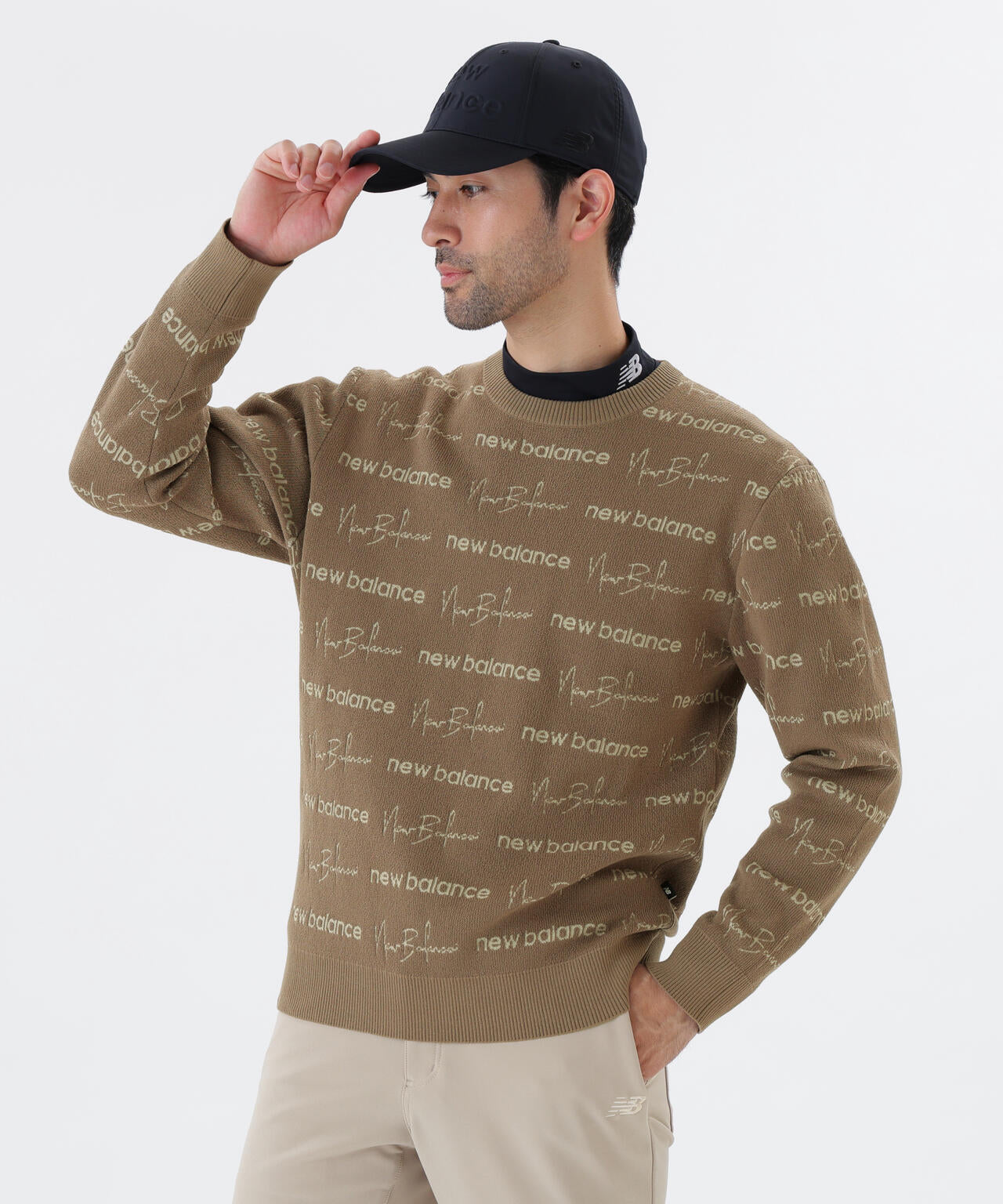 ロゴラッピングペーパー柄 クルーネック ニット プルオーバー (MENS)