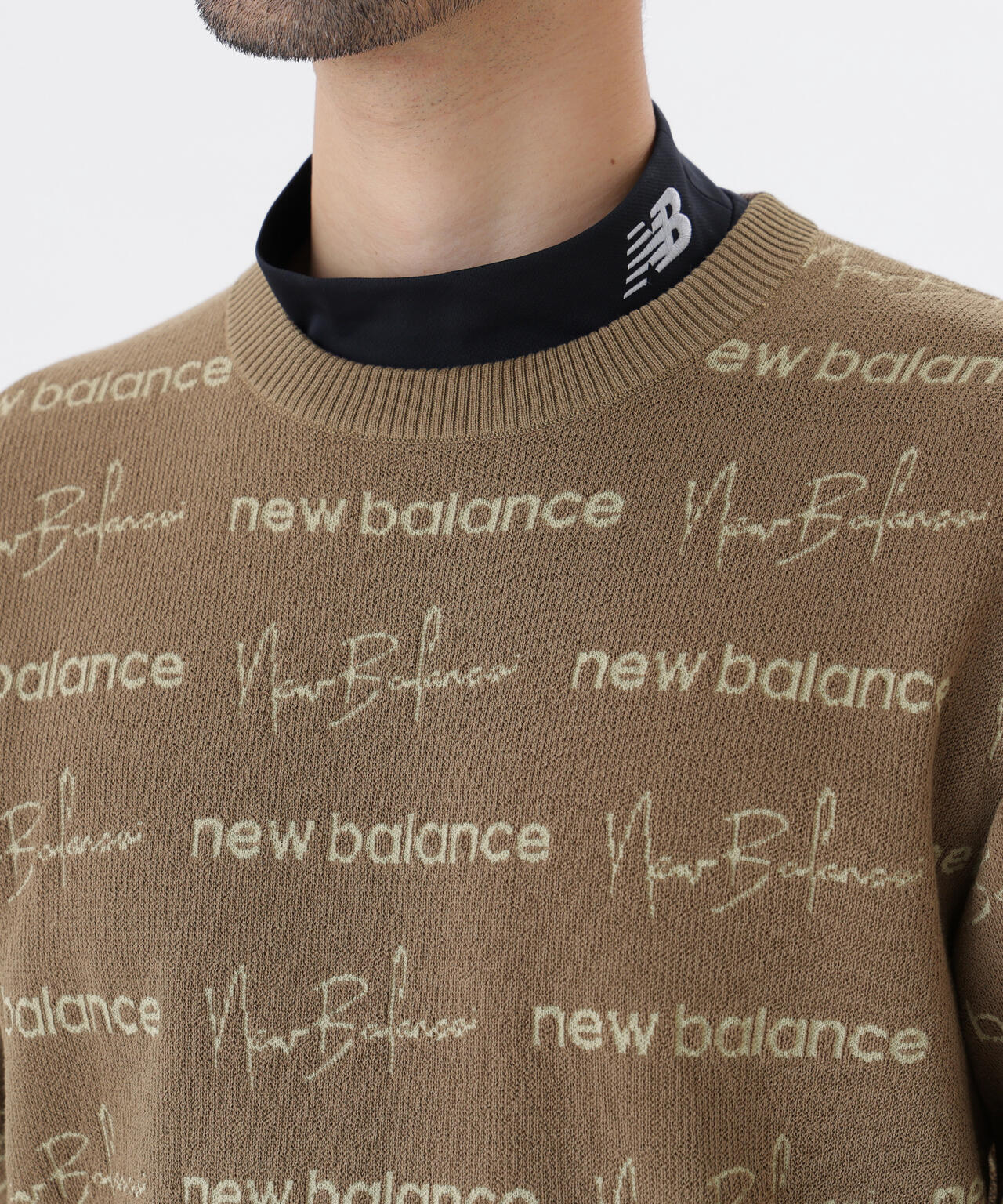 ロゴラッピングペーパー柄 クルーネック ニット プルオーバー (MENS)