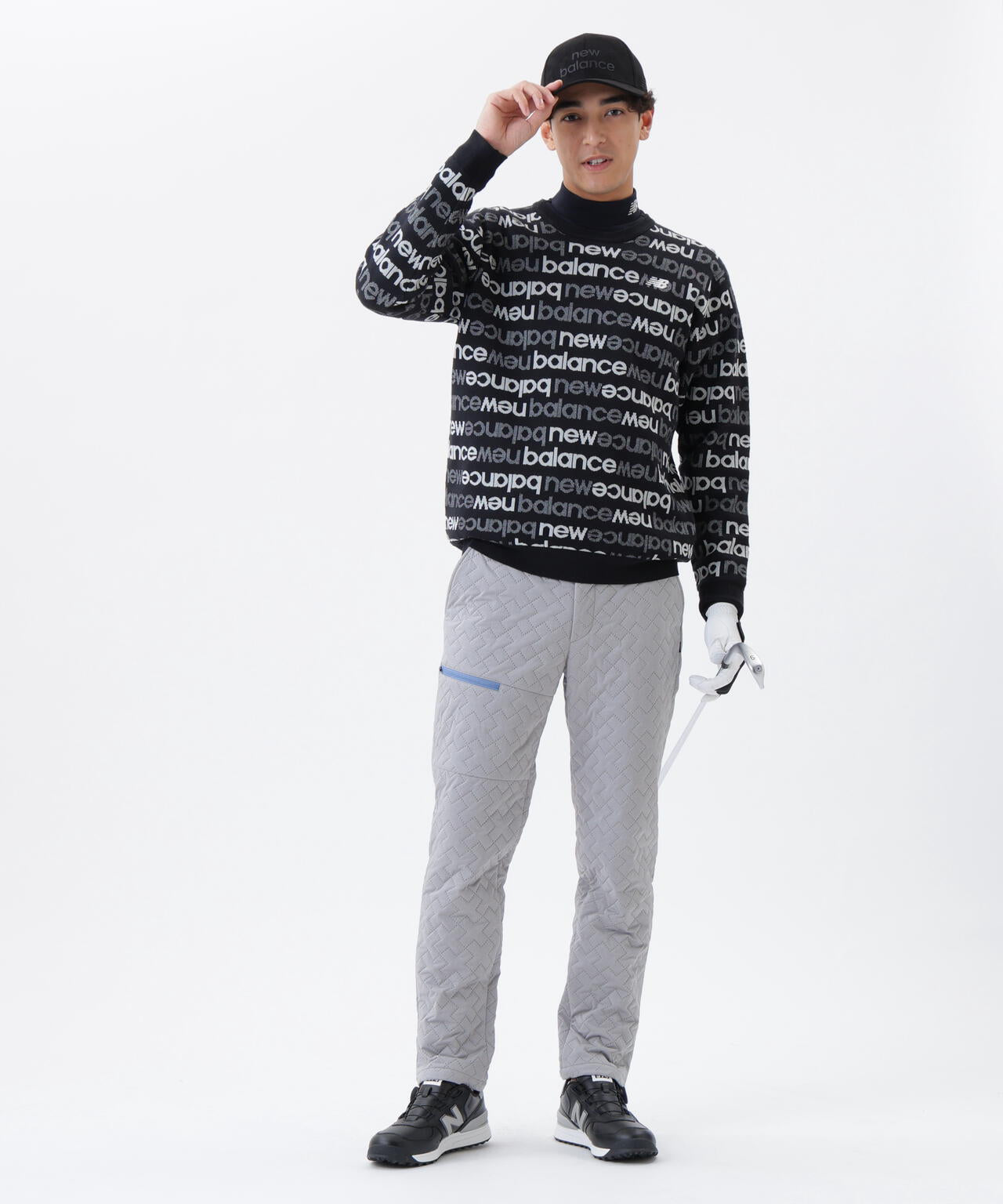 アップサイドダウンロゴボーダー 吸湿発熱 クルーネック ニット プルオーバー (MENS)