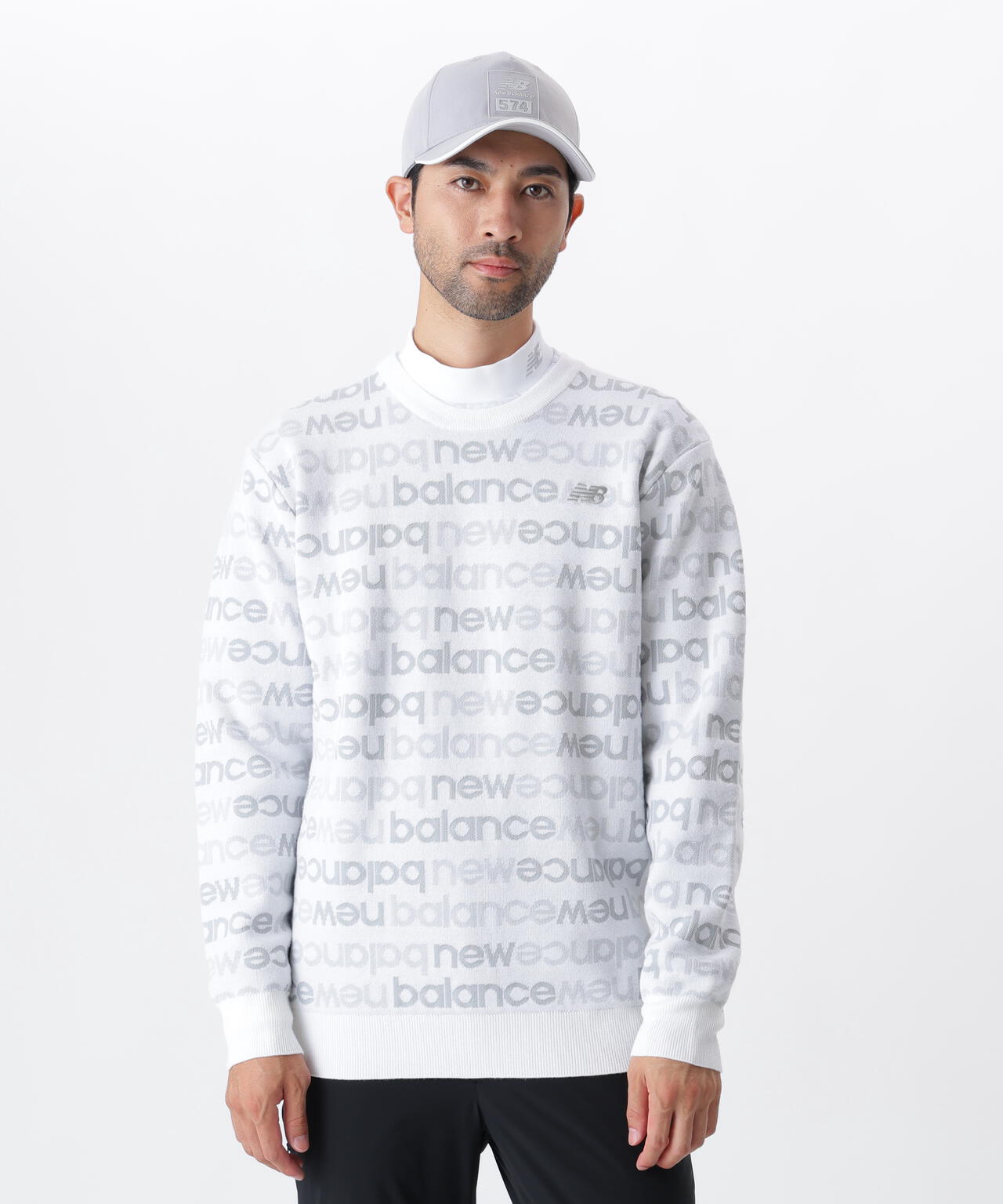 アップサイドダウンロゴボーダー 吸湿発熱 クルーネック ニット プル