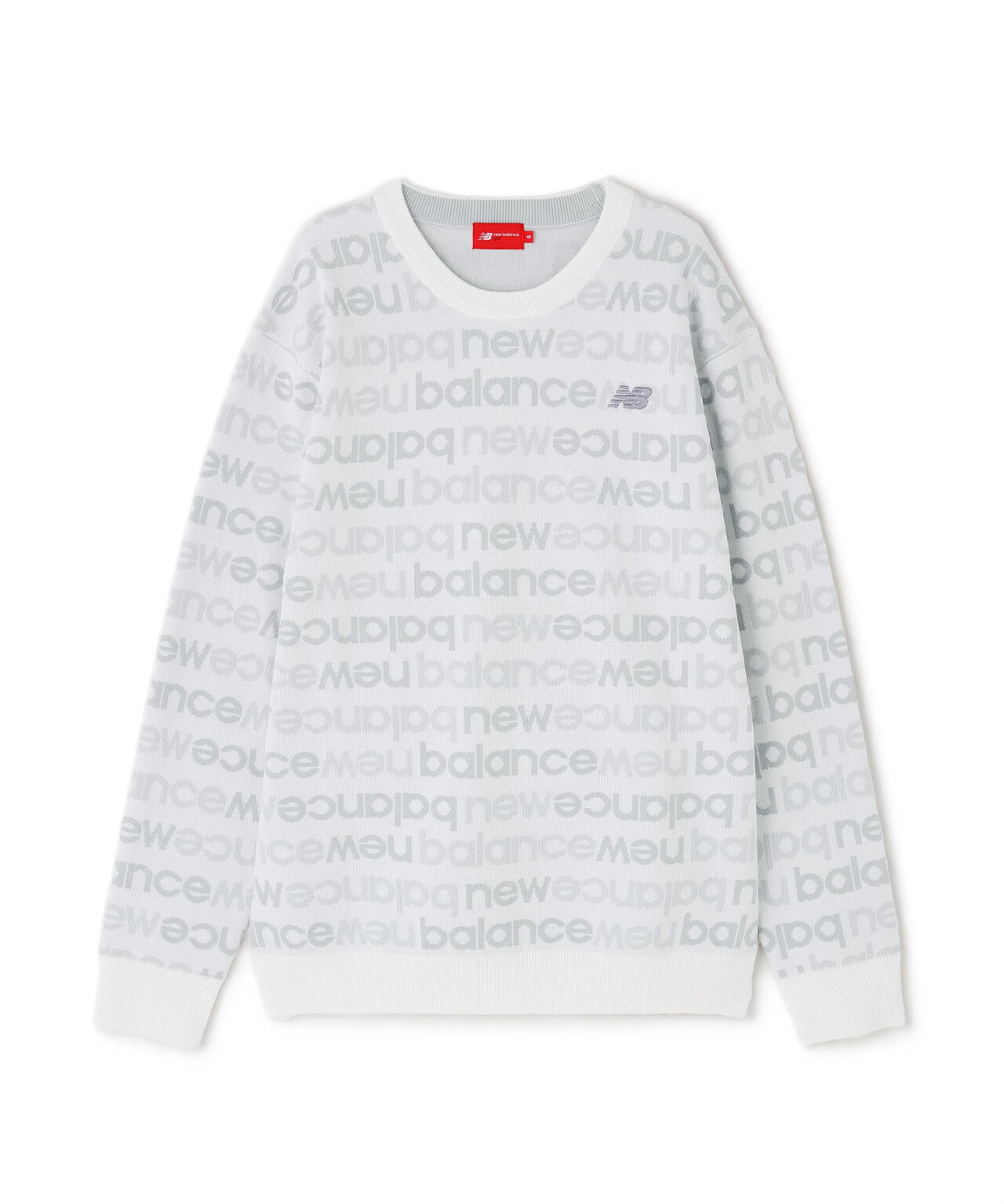 アップサイドダウンロゴボーダー 吸湿発熱 クルーネック ニット プルオーバー (MENS)