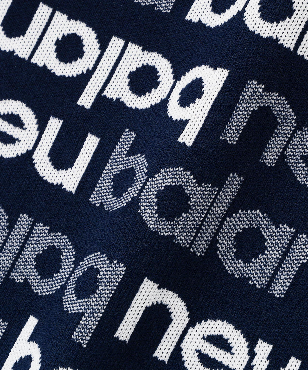 アップサイドダウンロゴボーダー 吸湿発熱 クルーネック ニット プルオーバー (MENS)